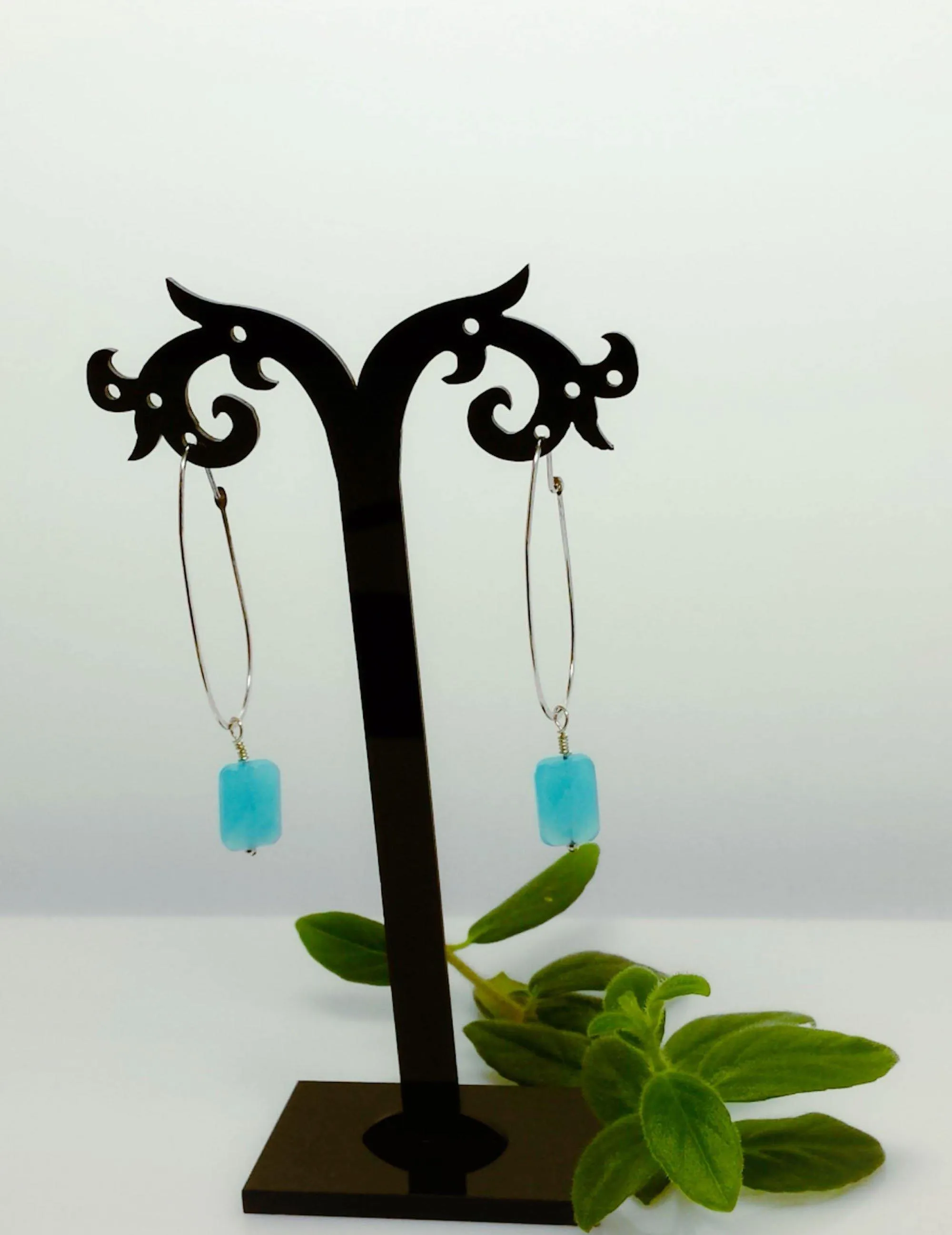 Chalcedony sterling silver drop earrings