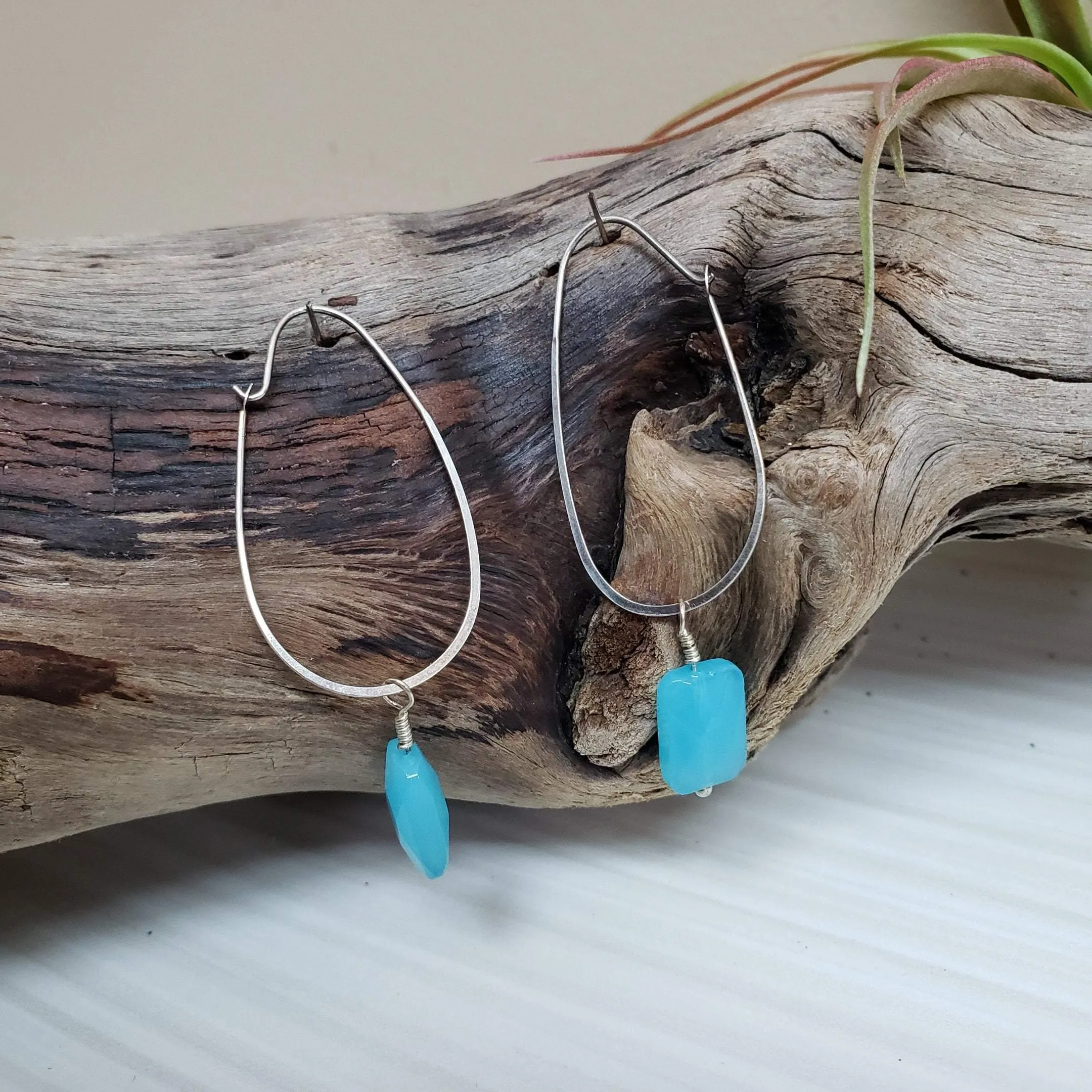 Chalcedony sterling silver drop earrings