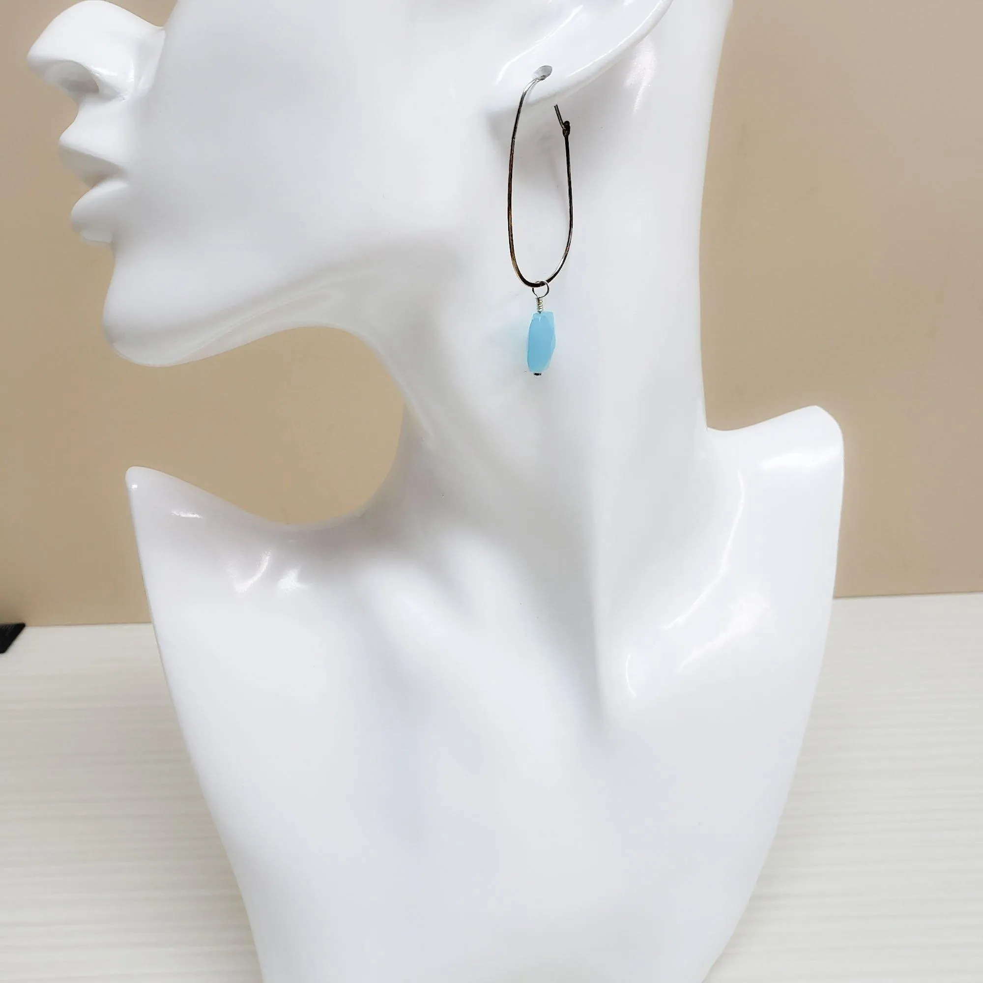 Chalcedony sterling silver drop earrings