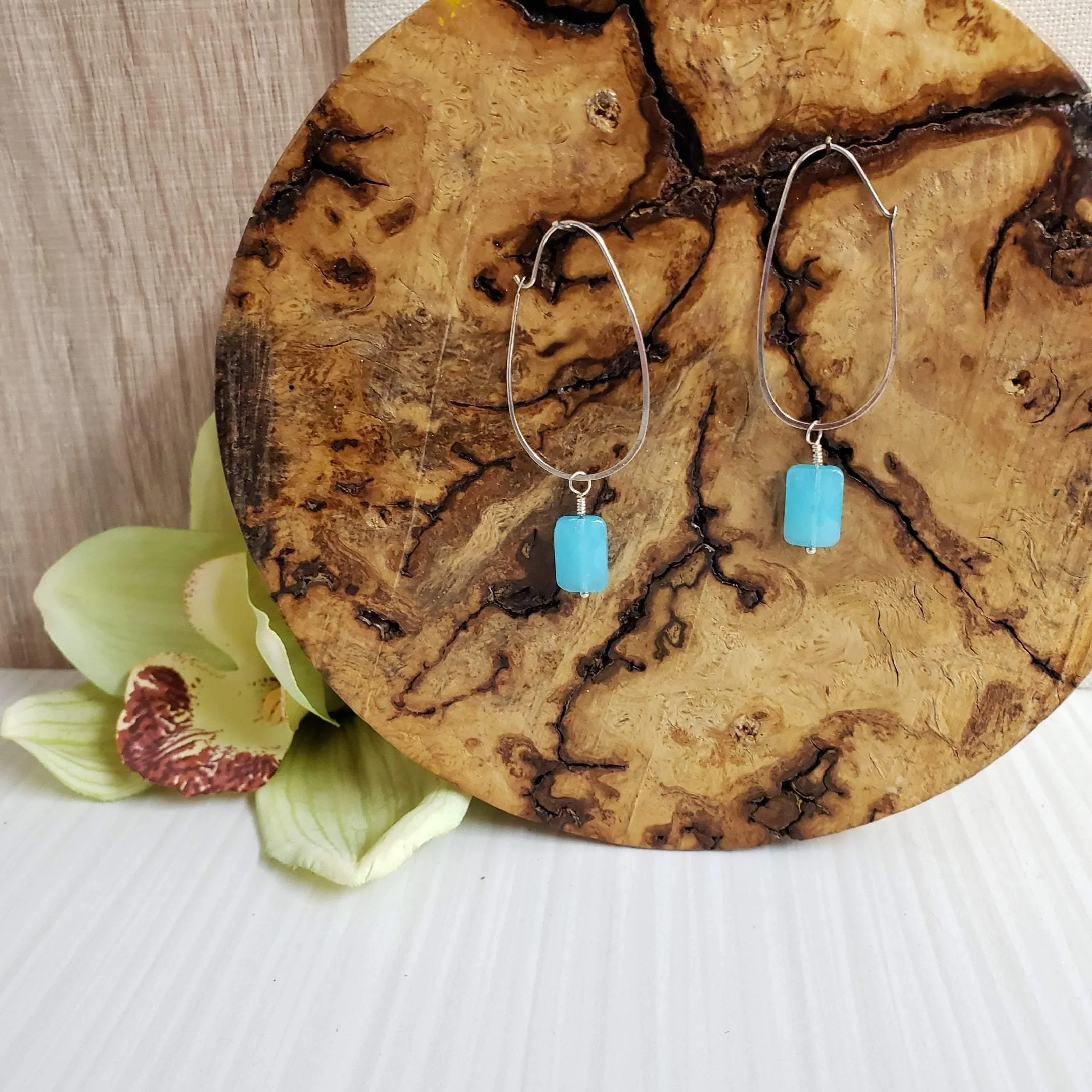 Chalcedony sterling silver drop earrings