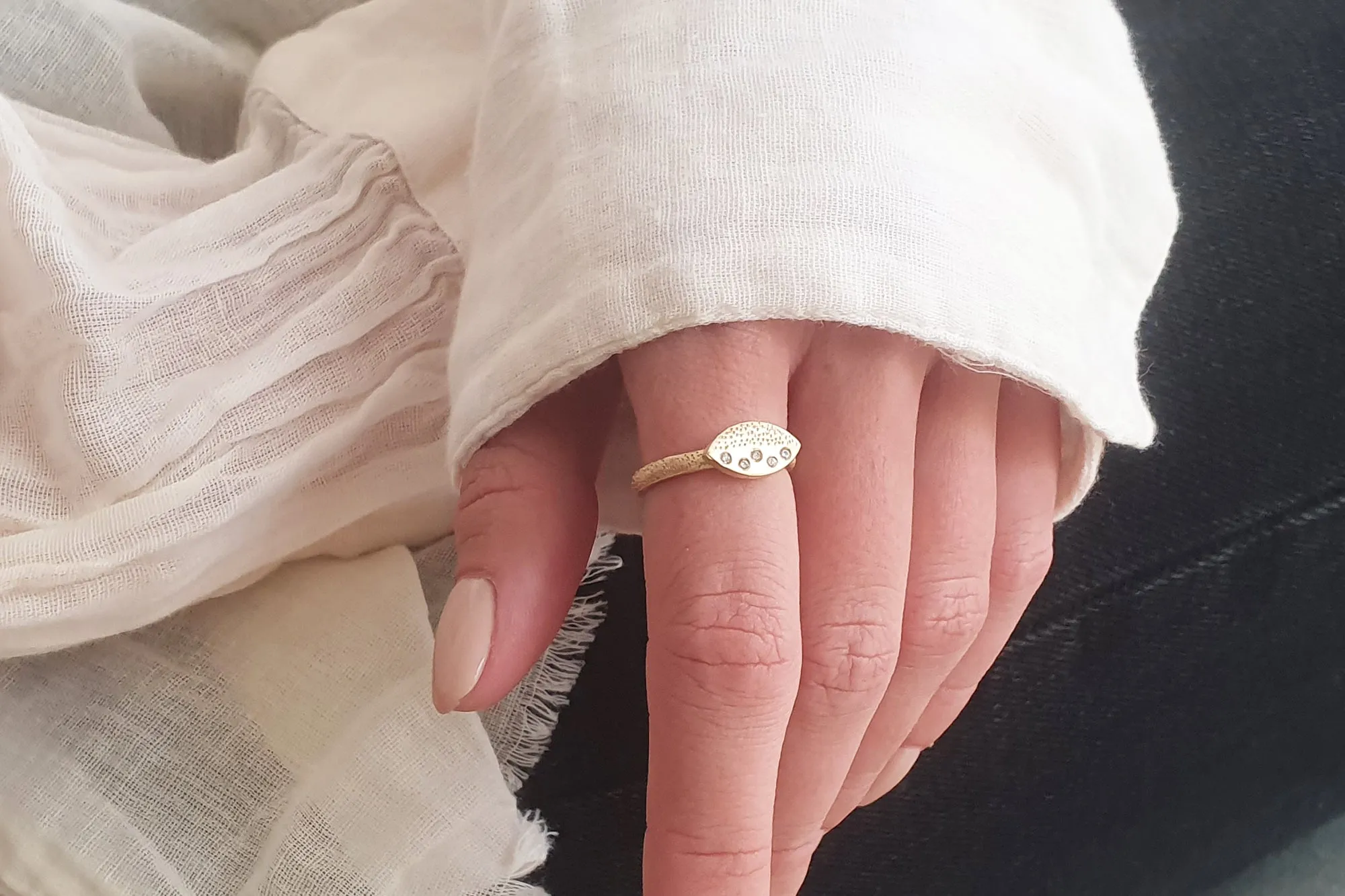 Champagne Diamond Engagement Ring, Marquise Shape Ring