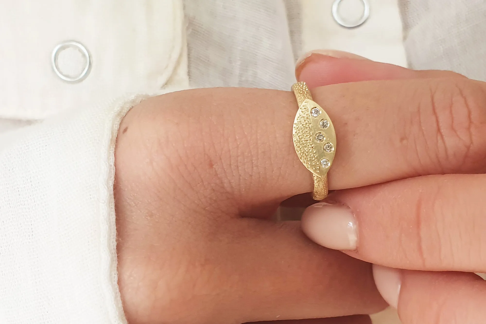 Champagne Diamond Engagement Ring, Marquise Shape Ring