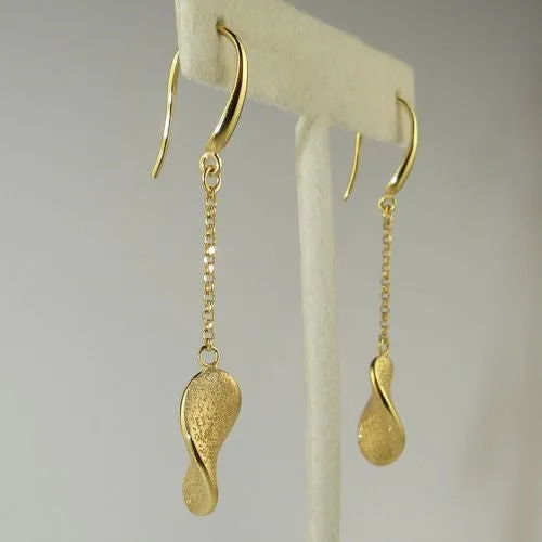 Charles Garnier Fresia 18KT Gold over SSilver Single Leaf Drop Earrings Constell