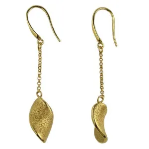 Charles Garnier Fresia 18KT Gold over SSilver Single Leaf Drop Earrings Constell