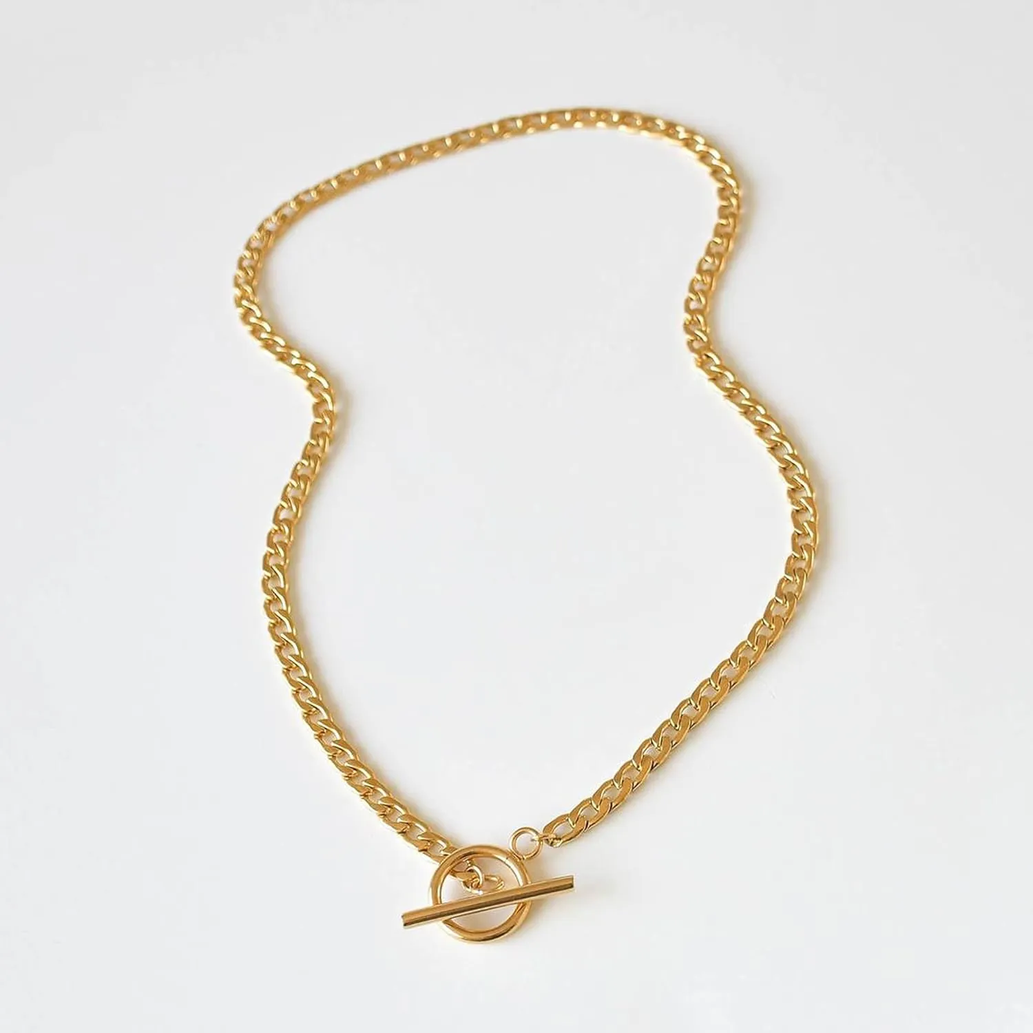 CHESKY Gold Layered Necklaces for Women, 14K Dainty Gold Chain Necklace Women Trendy Cuban Link Paperclip Chain Toggle Clasp Necklace Fashion Chunky Jewelry for Women