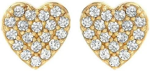 CindyGems&Jewels 1.35 Ctw Round Cut Diamond Heart Shape Stud Earrings with 14k Yellow Gold Finish 925 Sterling Silver