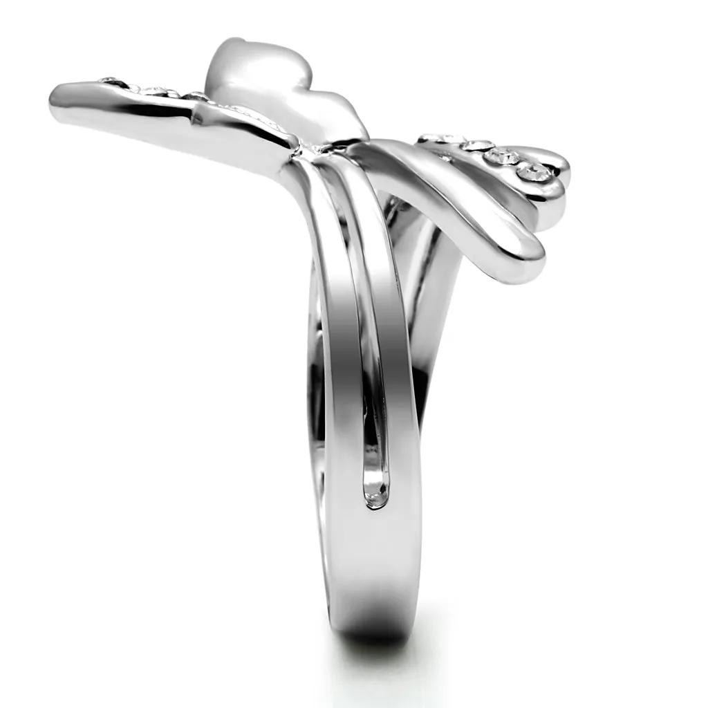 CJE2875 Stainless Steel  Clear AAA Grade CZ Butterfly Ring