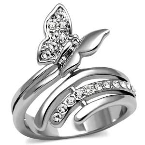 CJE2875 Stainless Steel  Clear AAA Grade CZ Butterfly Ring