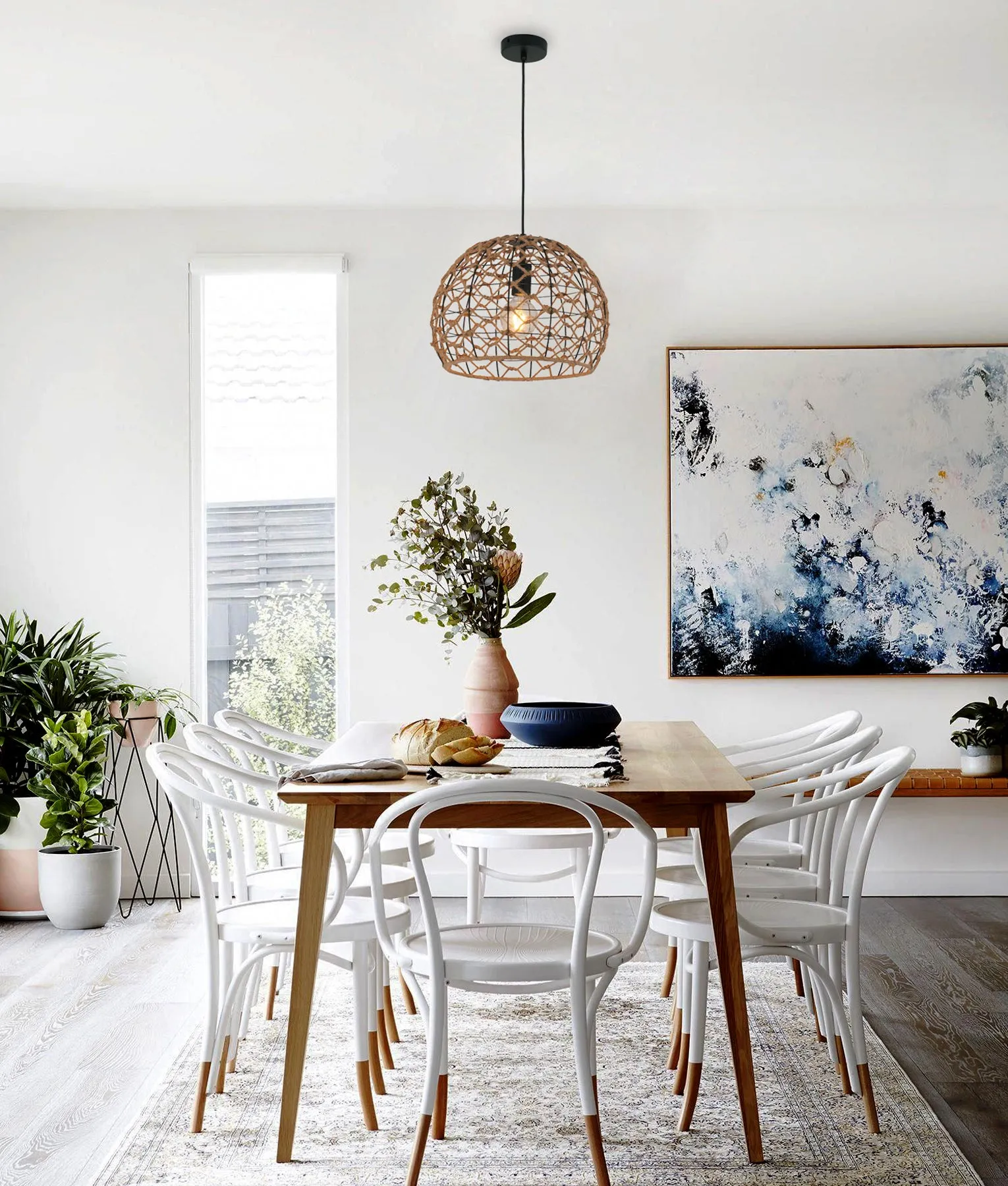 CLA CANAMO Natural Hemp Rope & Black Hardware Pendant Lights