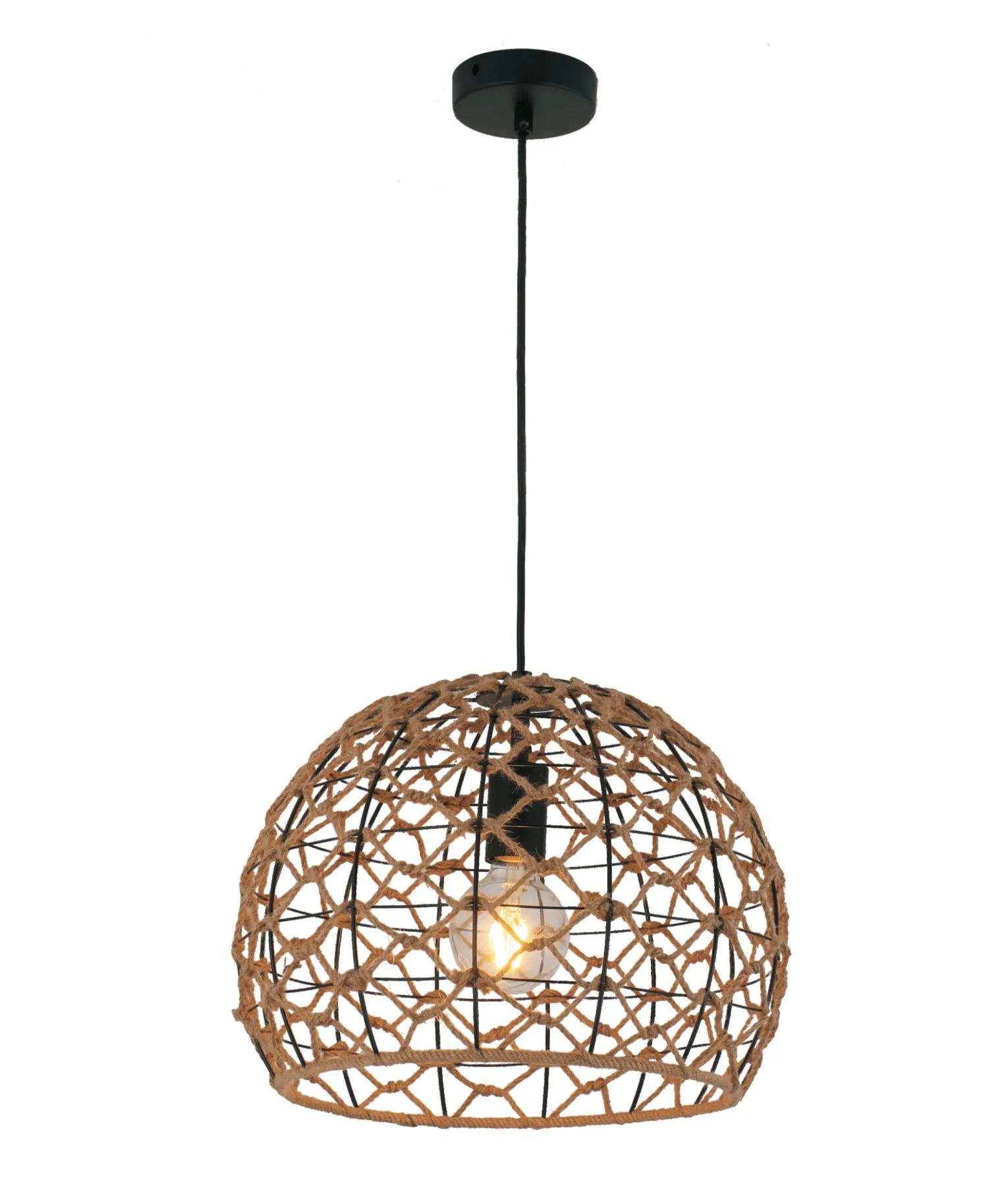 CLA CANAMO Natural Hemp Rope & Black Hardware Pendant Lights