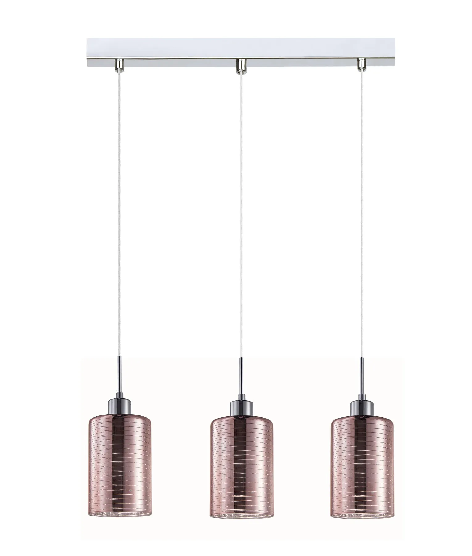 CLA ESPEJO2 Interior Iron & Rose Gold Glass with Line Effect Oblong Pendant Lights