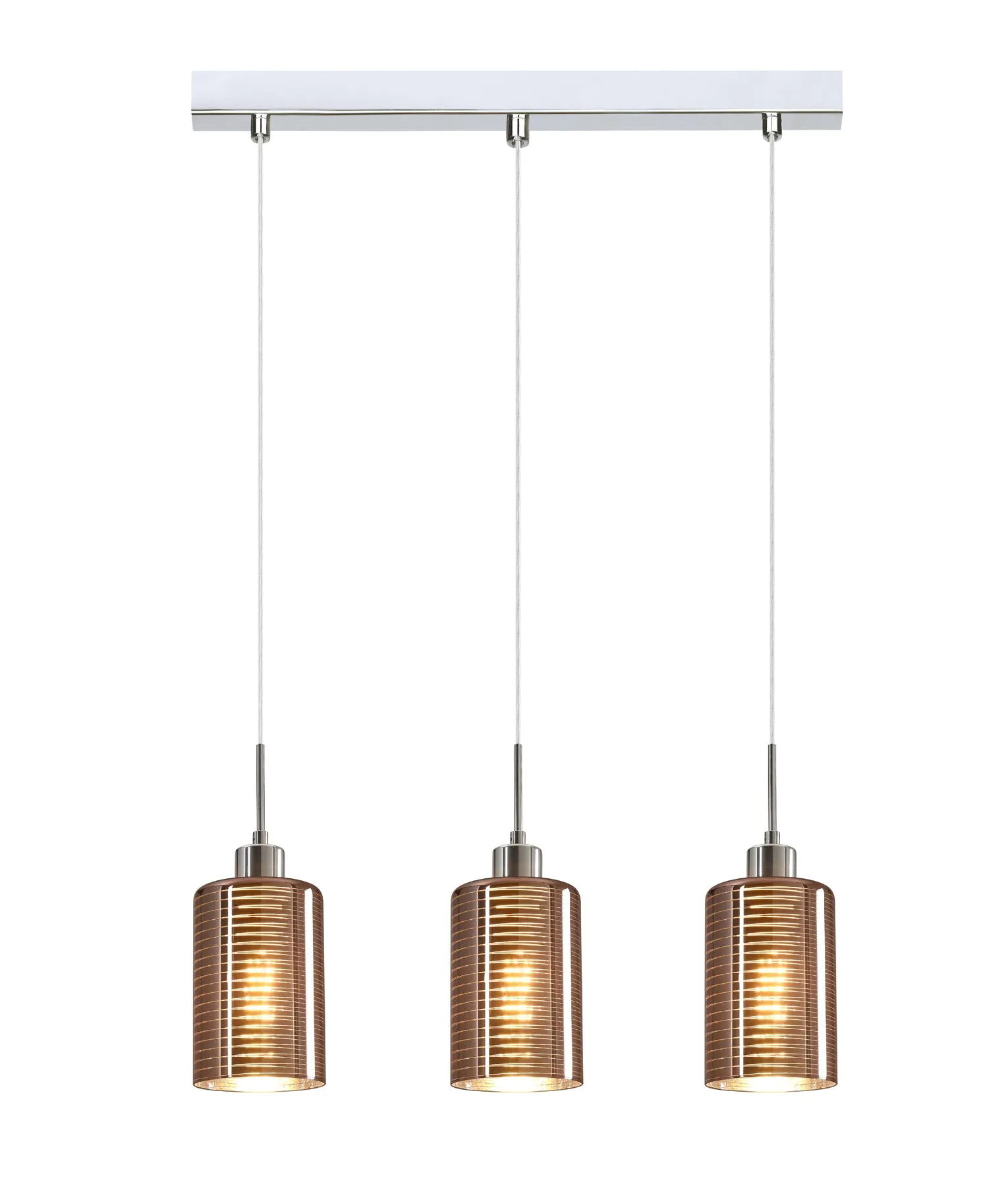 CLA ESPEJO2 Interior Iron & Rose Gold Glass with Line Effect Oblong Pendant Lights