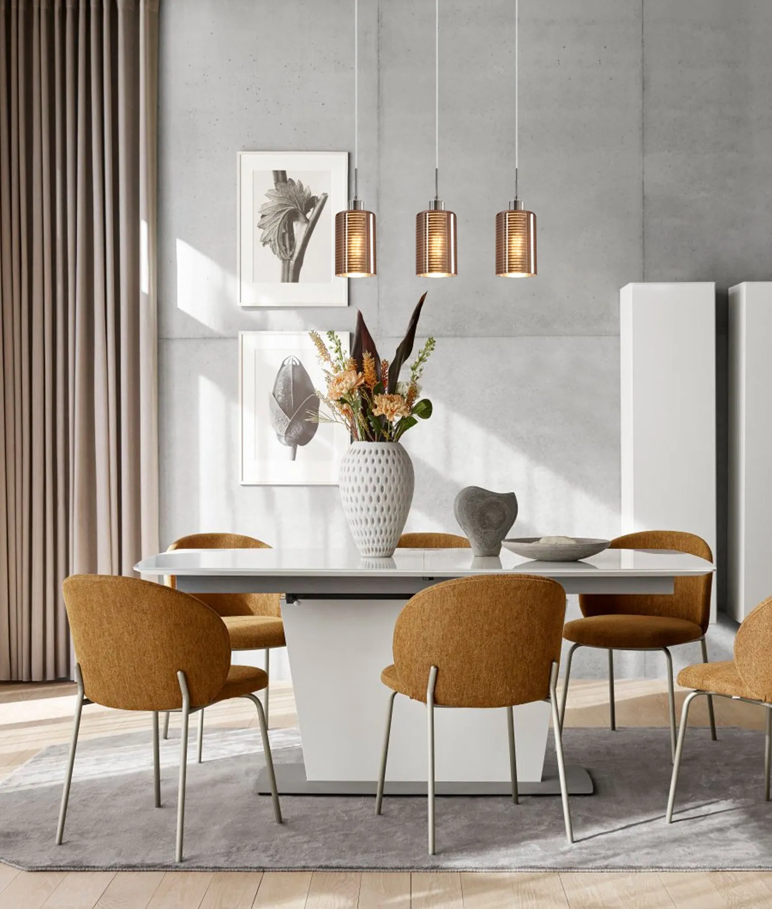 CLA ESPEJO2 Interior Iron & Rose Gold Glass with Line Effect Oblong Pendant Lights