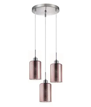 CLA ESPEJO2 Interior Iron & Rose Gold Glass with Line Effect Oblong Pendant Lights