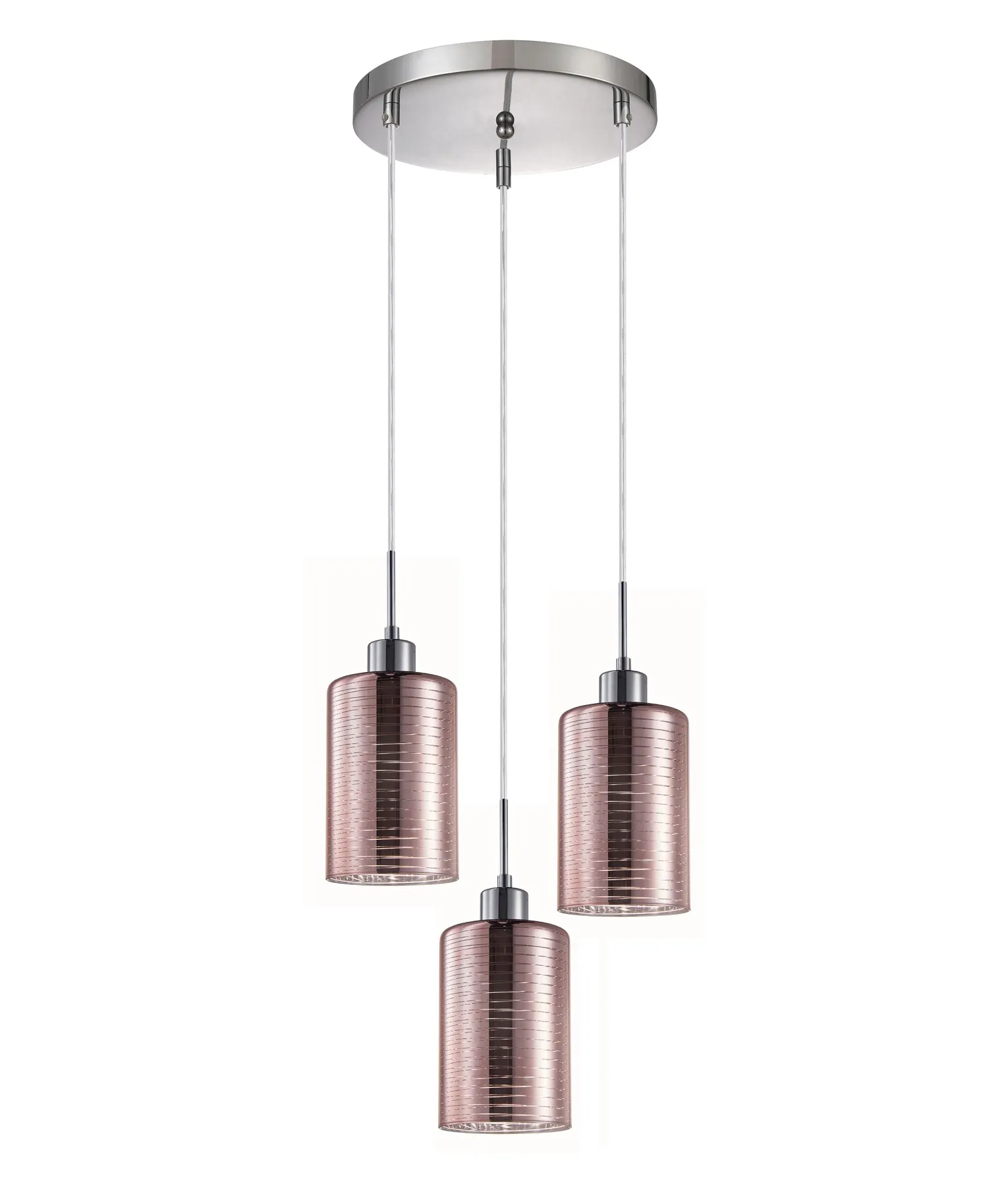 CLA ESPEJO2 Interior Iron & Rose Gold Glass with Line Effect Oblong Pendant Lights