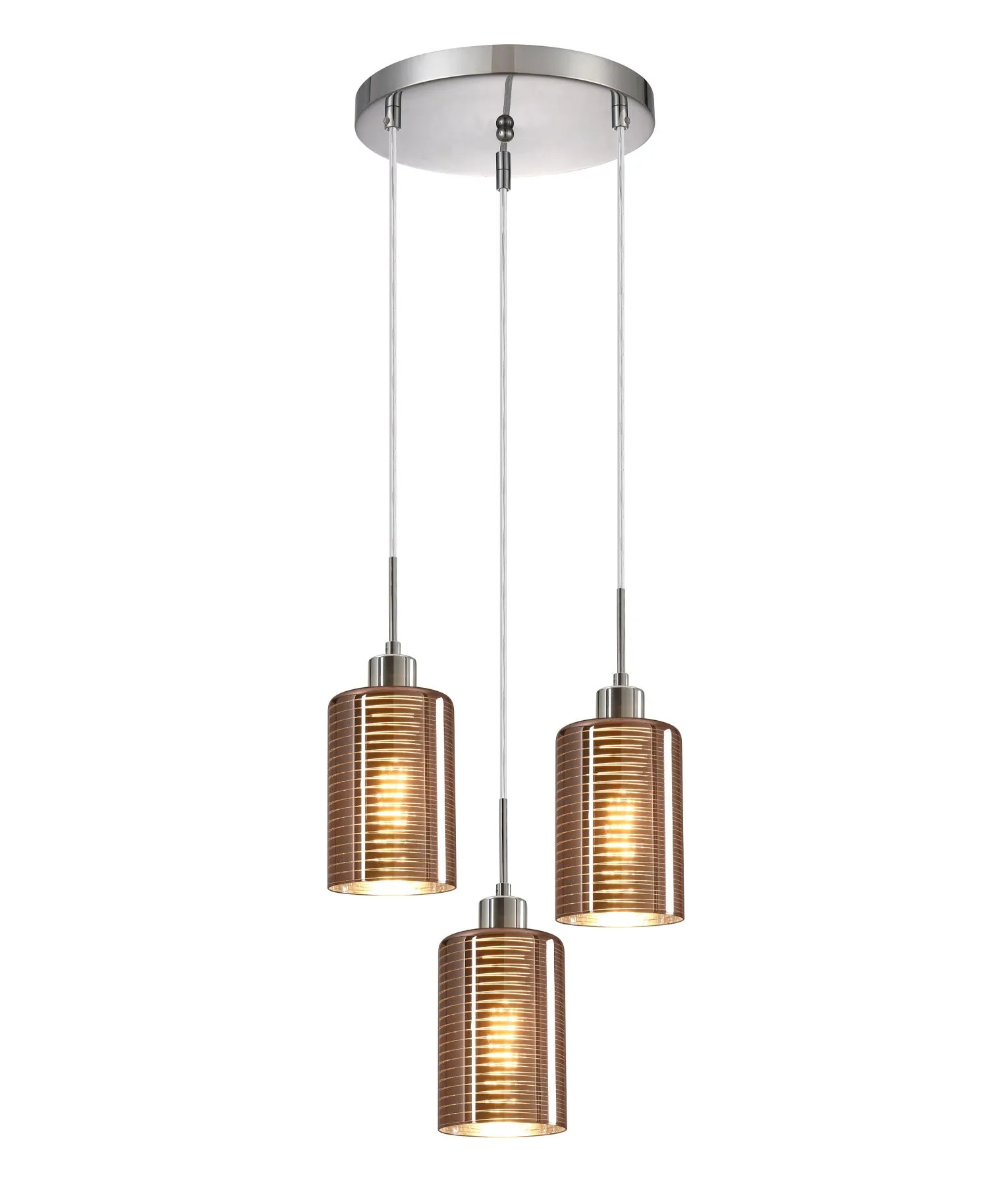 CLA ESPEJO2 Interior Iron & Rose Gold Glass with Line Effect Oblong Pendant Lights