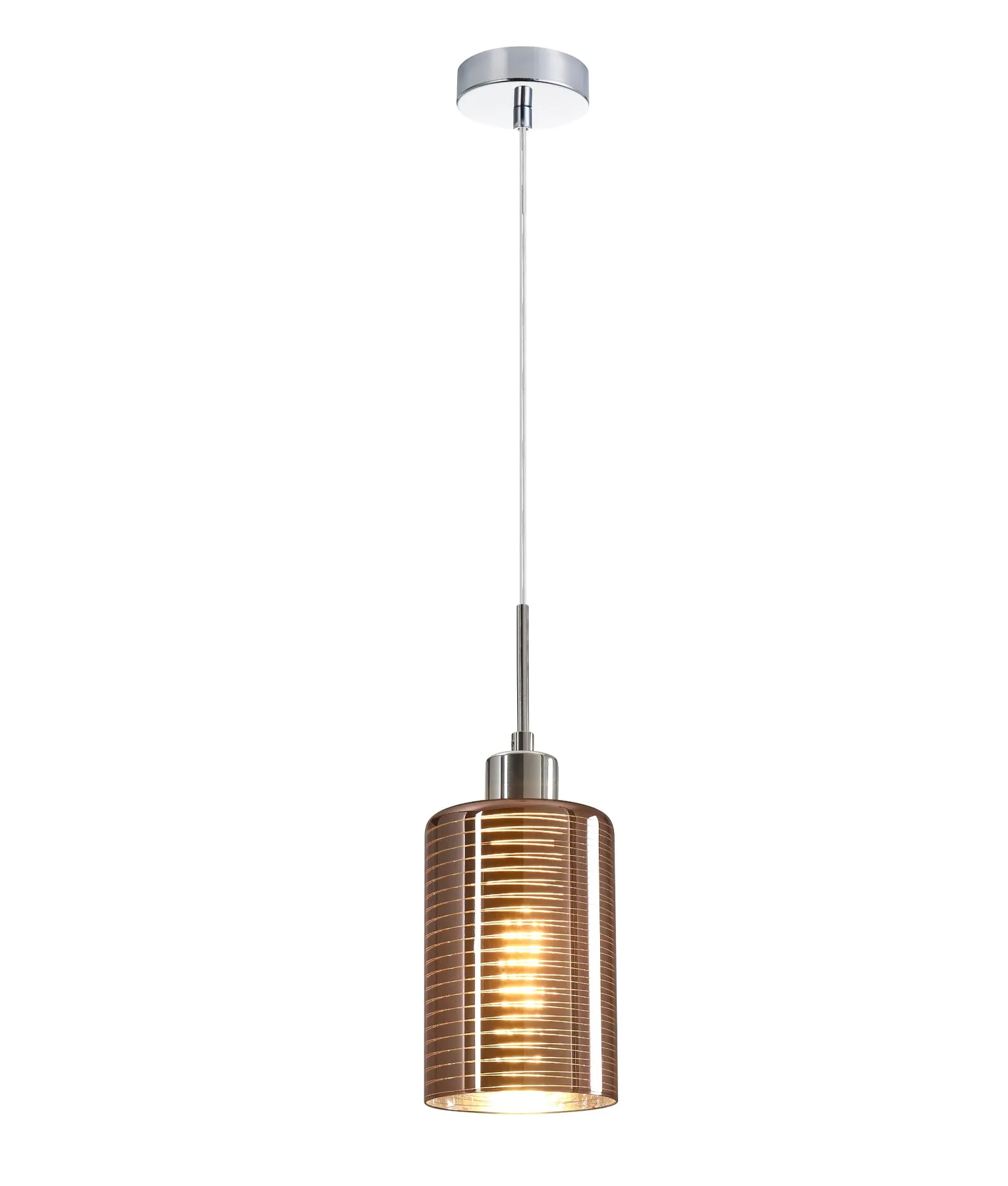 CLA ESPEJO2 Interior Iron & Rose Gold Glass with Line Effect Oblong Pendant Lights