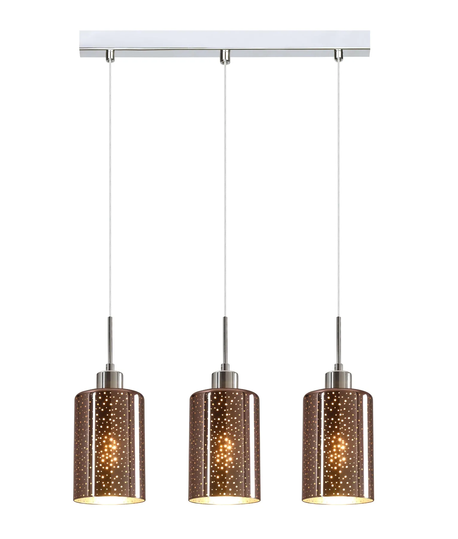 CLA ESPEJO4 Interior Iron & Rose Gold with Dotted Effect Oblong Pendant Lights