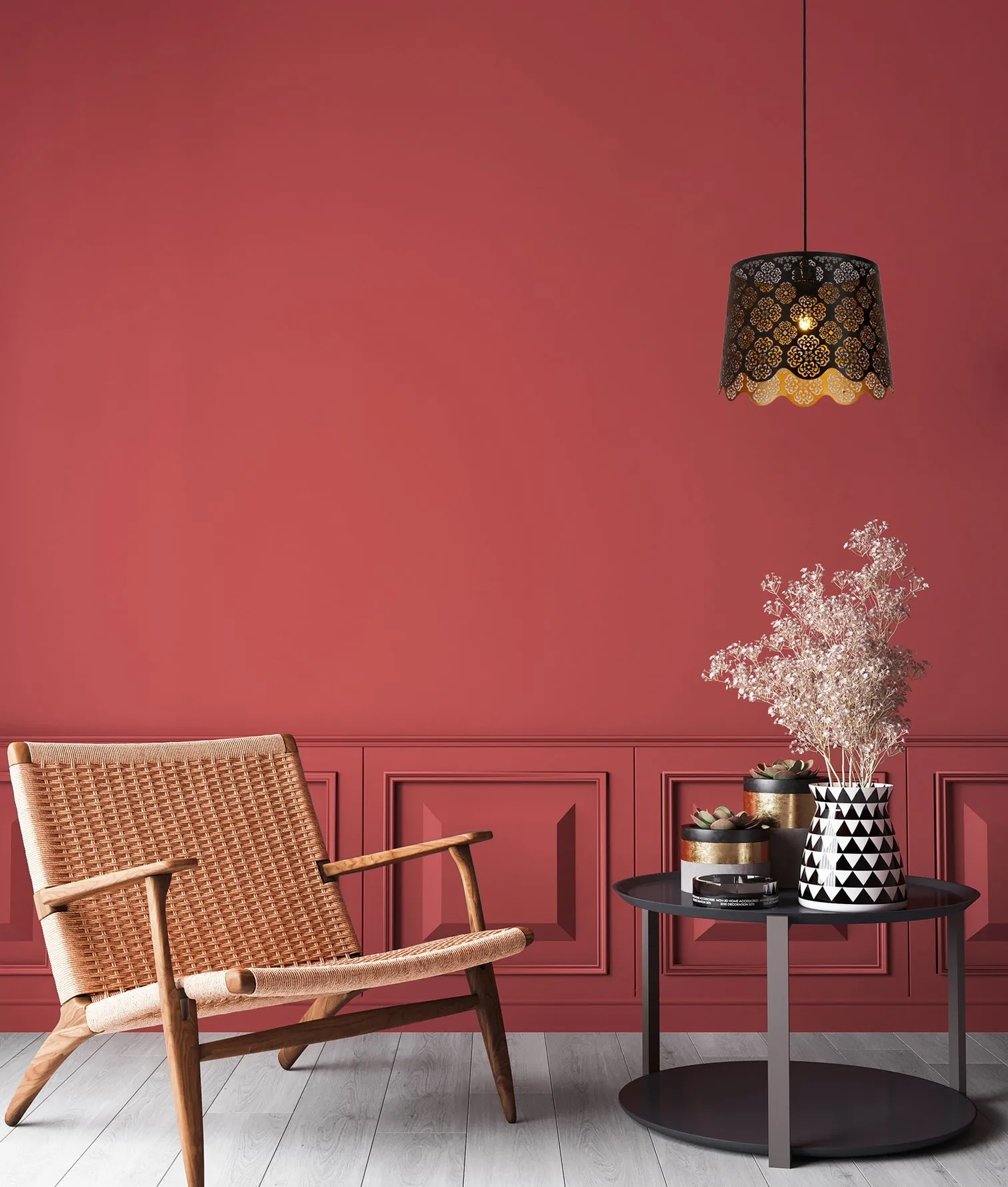 CLA PENSHADE Interior Slanted with Laser Cut with Flower Pattern Pendant Lights