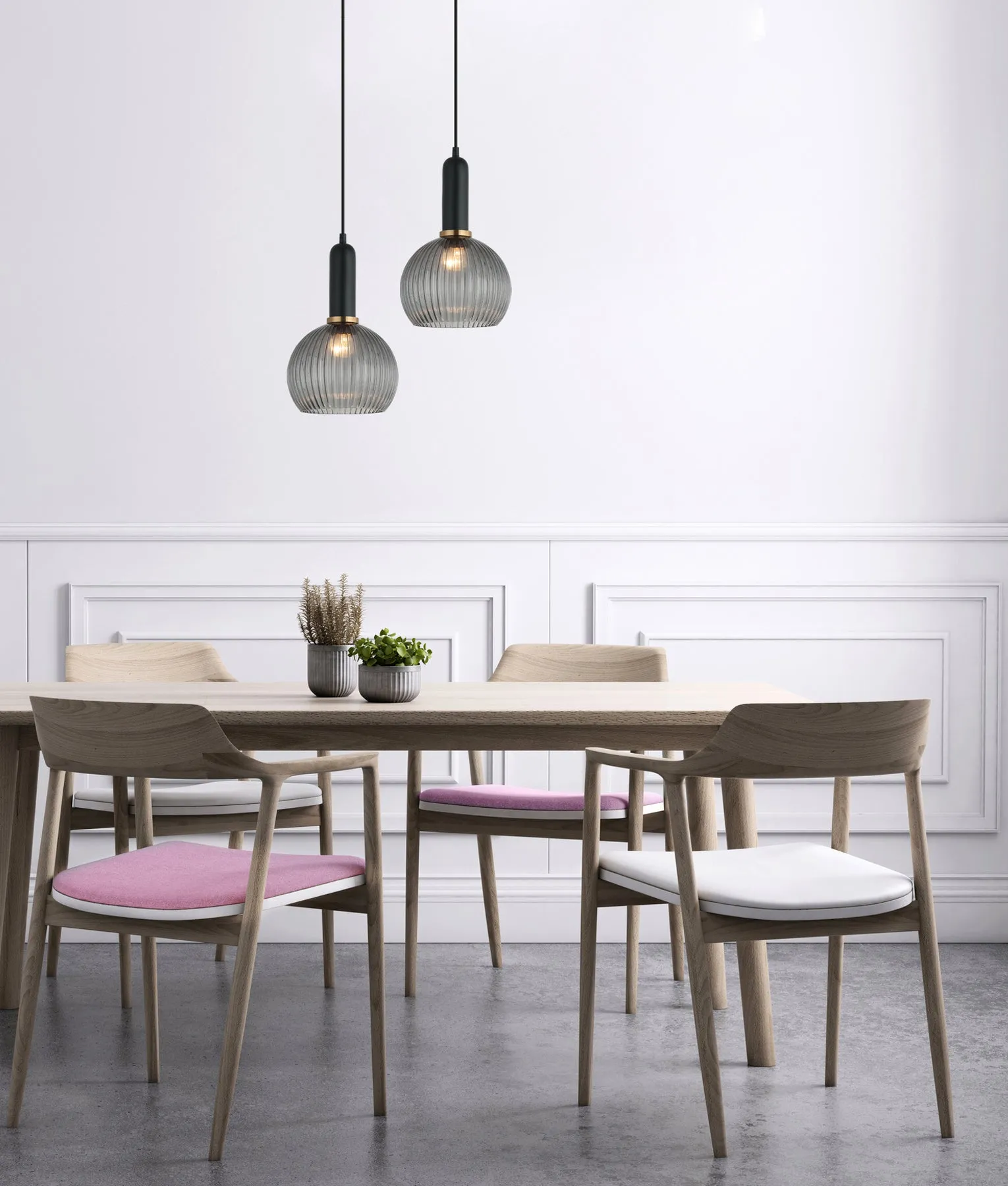 CLA Vintaj Interior Wine Glass Ribbed Glass Pendant Lights