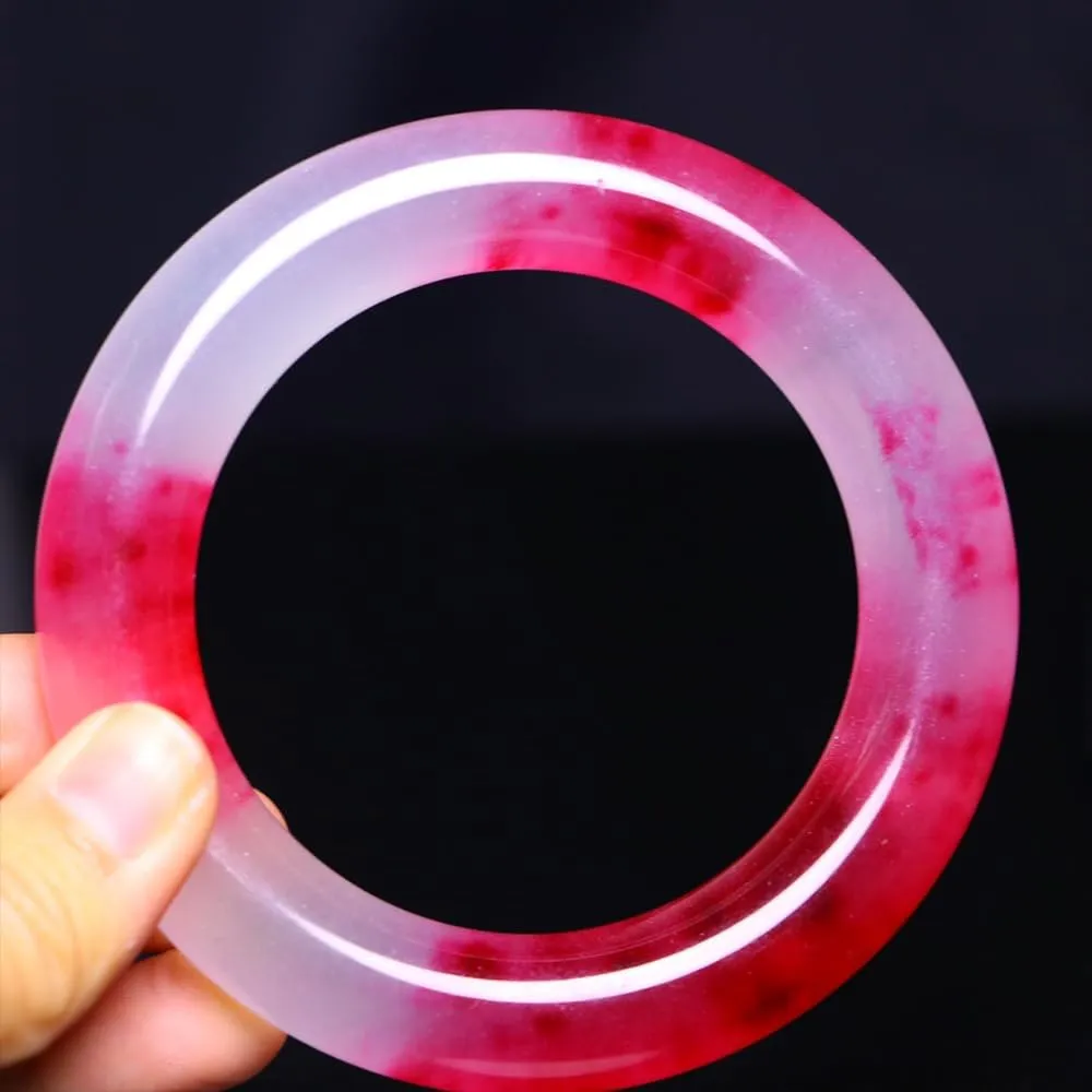 Classic Round Jade Bangle Bracelet for Women Healing Wealth Good Luck Feng Shui Bangles with Box Fashion Genuine Jade Stone Bracelet Woman Wedding Birthday Gift