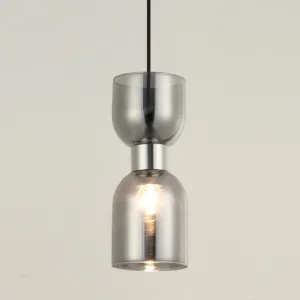 Clessidra Pendant Smoke Glass with Chrome