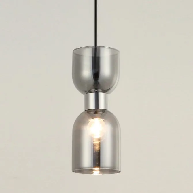 Clessidra Pendant Smoke Glass with Chrome