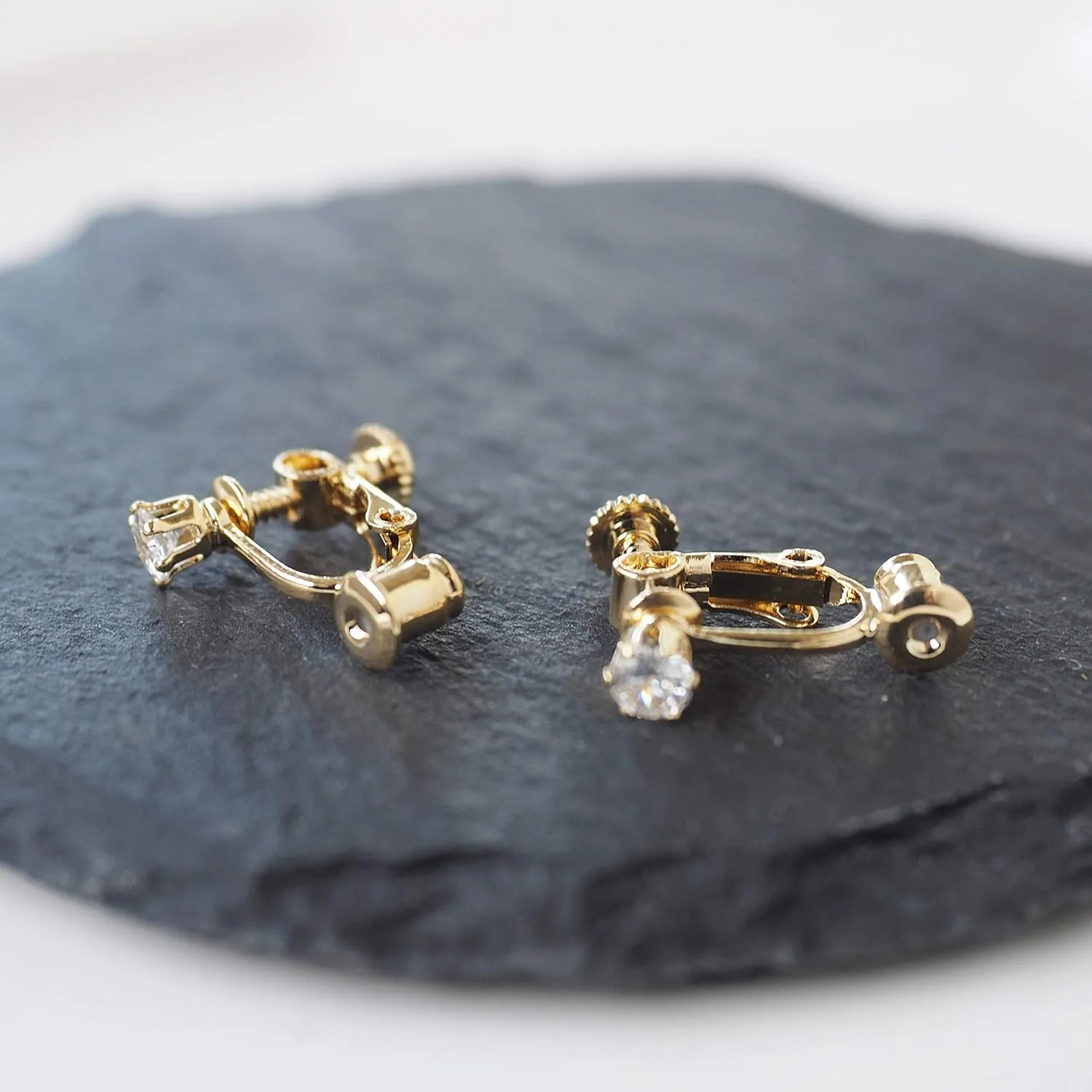 Clip On Earring Converters Gold Silver for Women, Pierced Earrings to Clip-on Non Pierced Crystal Rose Gold Crystal Comfortable Miyabi Grace