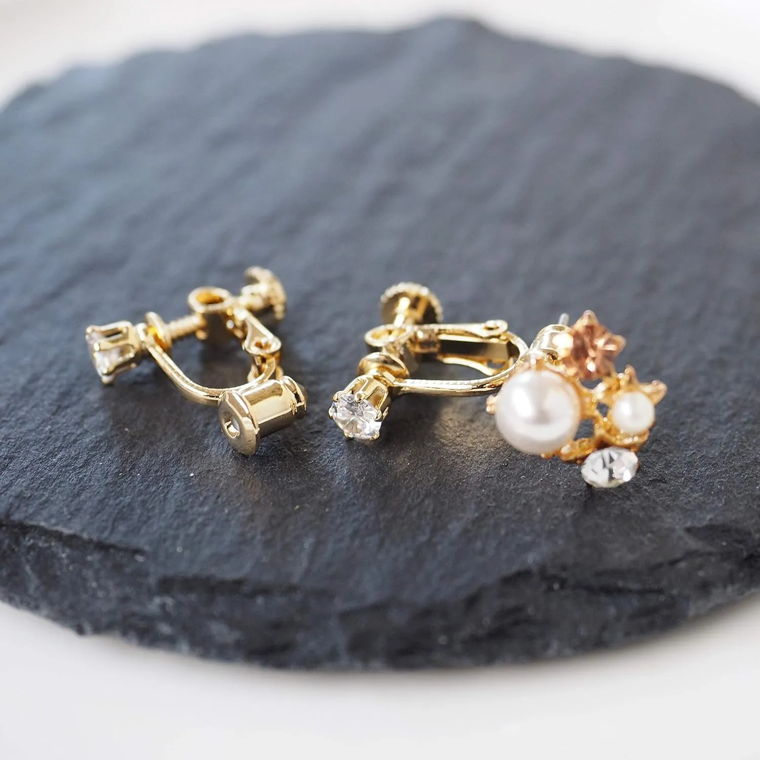 Clip On Earring Converters Gold Silver for Women, Pierced Earrings to Clip-on Non Pierced Crystal Rose Gold Crystal Comfortable Miyabi Grace
