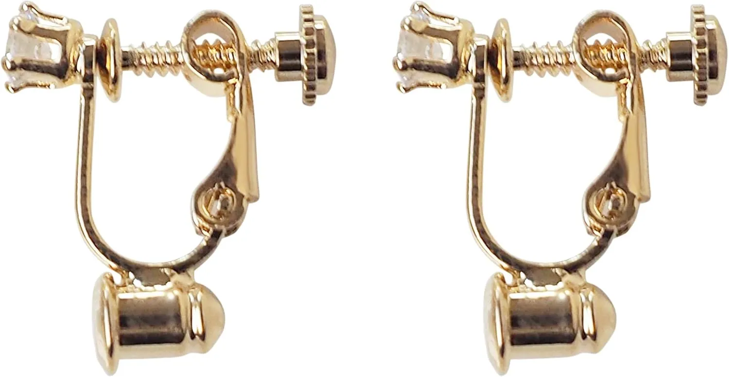 Clip On Earring Converters Gold Silver for Women, Pierced Earrings to Clip-on Non Pierced Crystal Rose Gold Crystal Comfortable Miyabi Grace