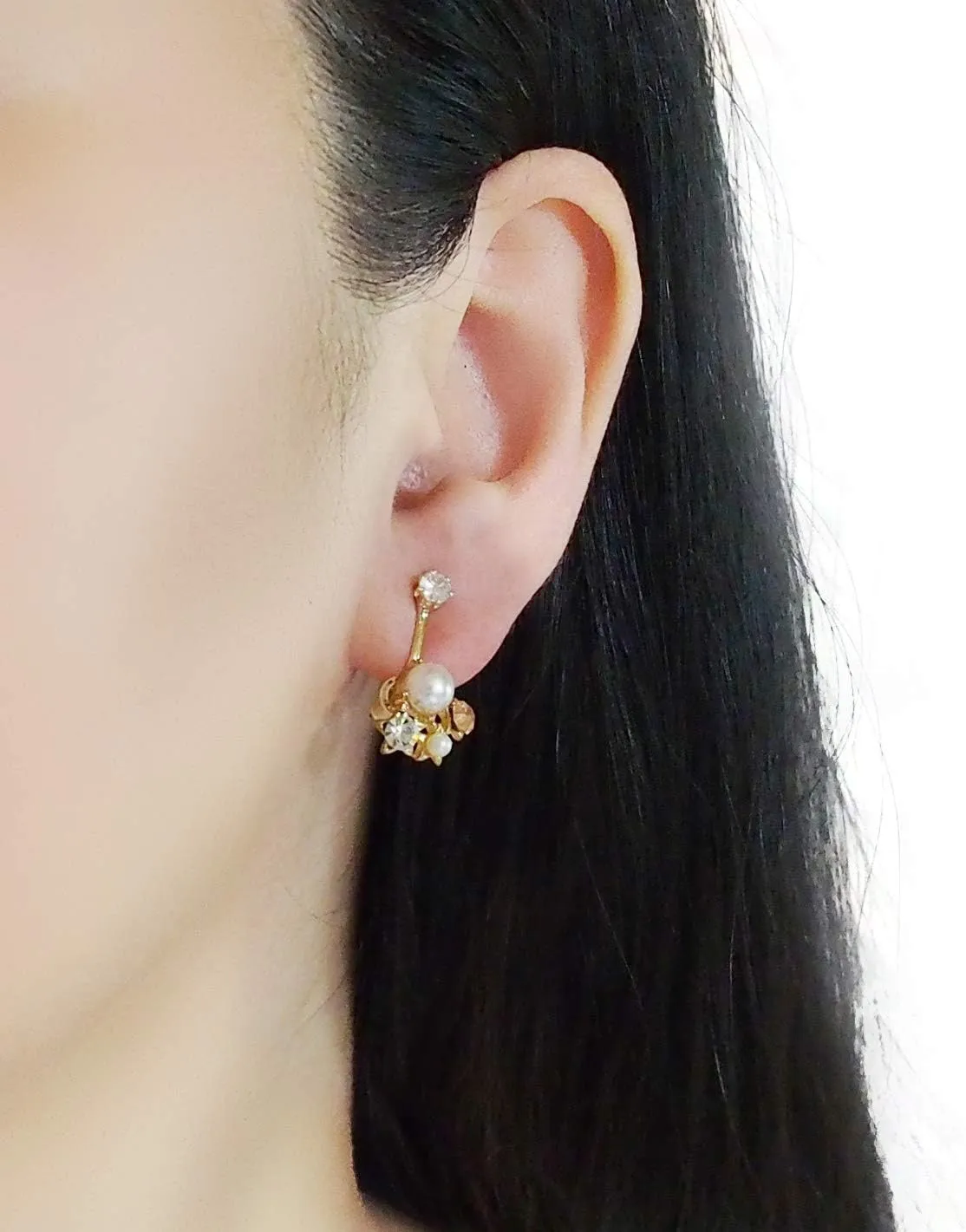 Clip On Earring Converters Gold Silver for Women, Pierced Earrings to Clip-on Non Pierced Crystal Rose Gold Crystal Comfortable Miyabi Grace