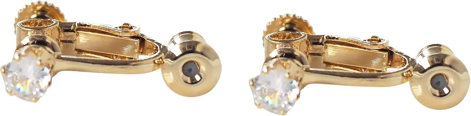 Clip On Earring Converters Gold Silver for Women, Pierced Earrings to Clip-on Non Pierced Crystal Rose Gold Crystal Comfortable Miyabi Grace