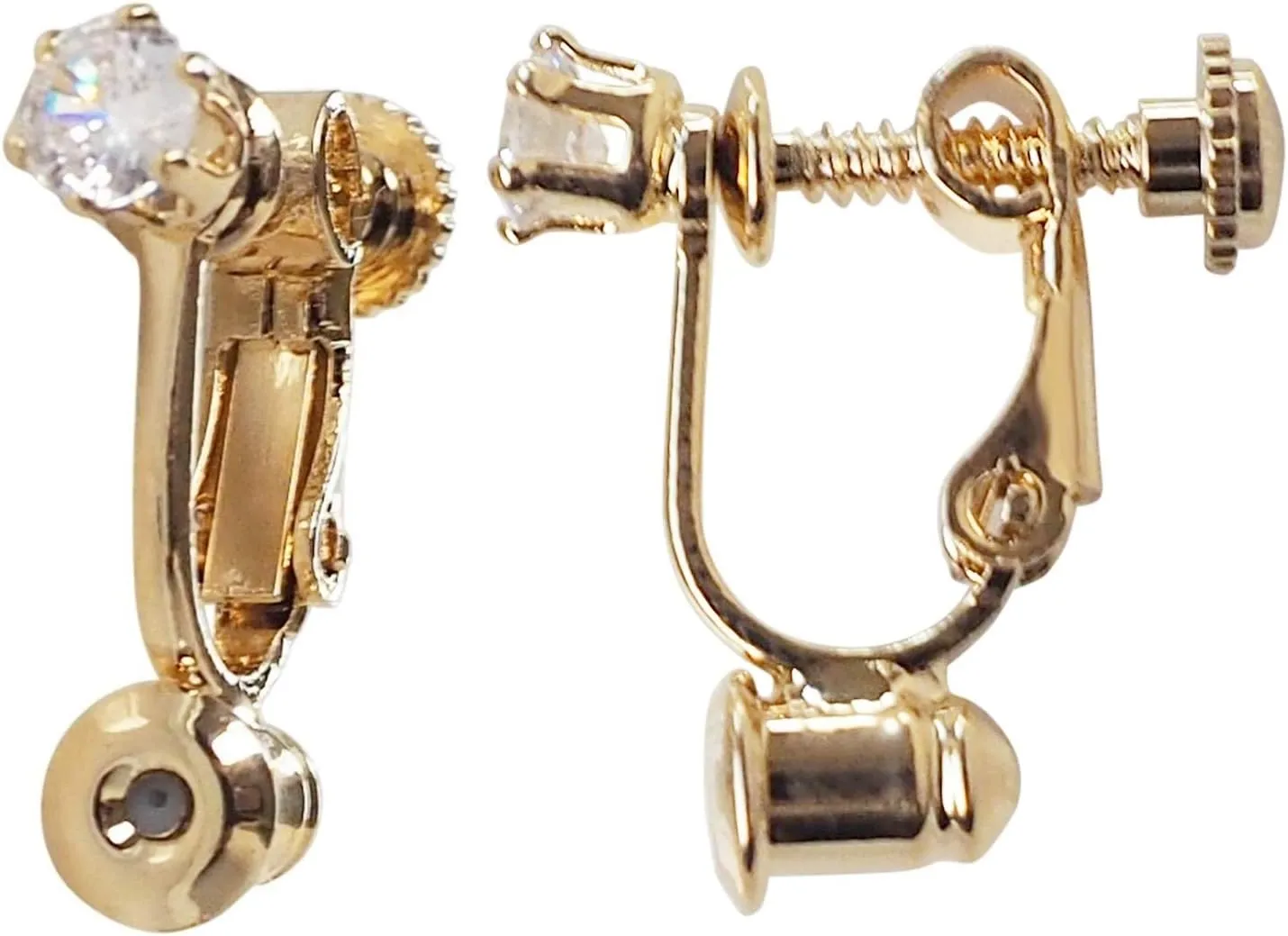 Clip On Earring Converters Gold Silver for Women, Pierced Earrings to Clip-on Non Pierced Crystal Rose Gold Crystal Comfortable Miyabi Grace