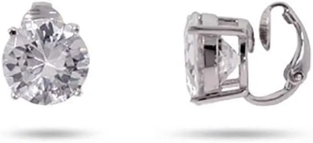 Clip On Earrings - 5 Carat CZ Sterling Silver Clip On Earrings - Gifts for Mom