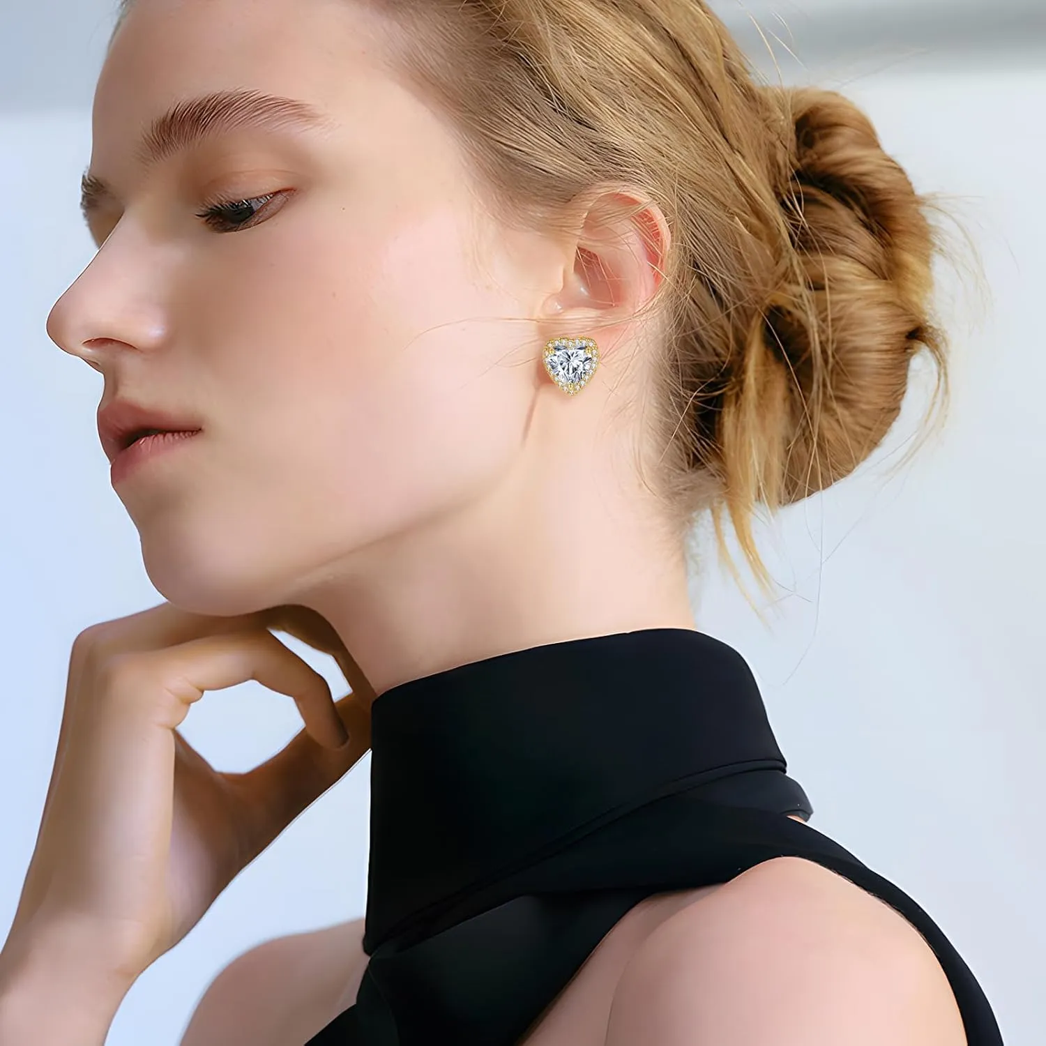 Clip On Earrings for Women Non Pierced Cubic Zirconia Clip On Stud Earrings Round Heart Square Crystal Earring Fashion Rhinestone Jewelry