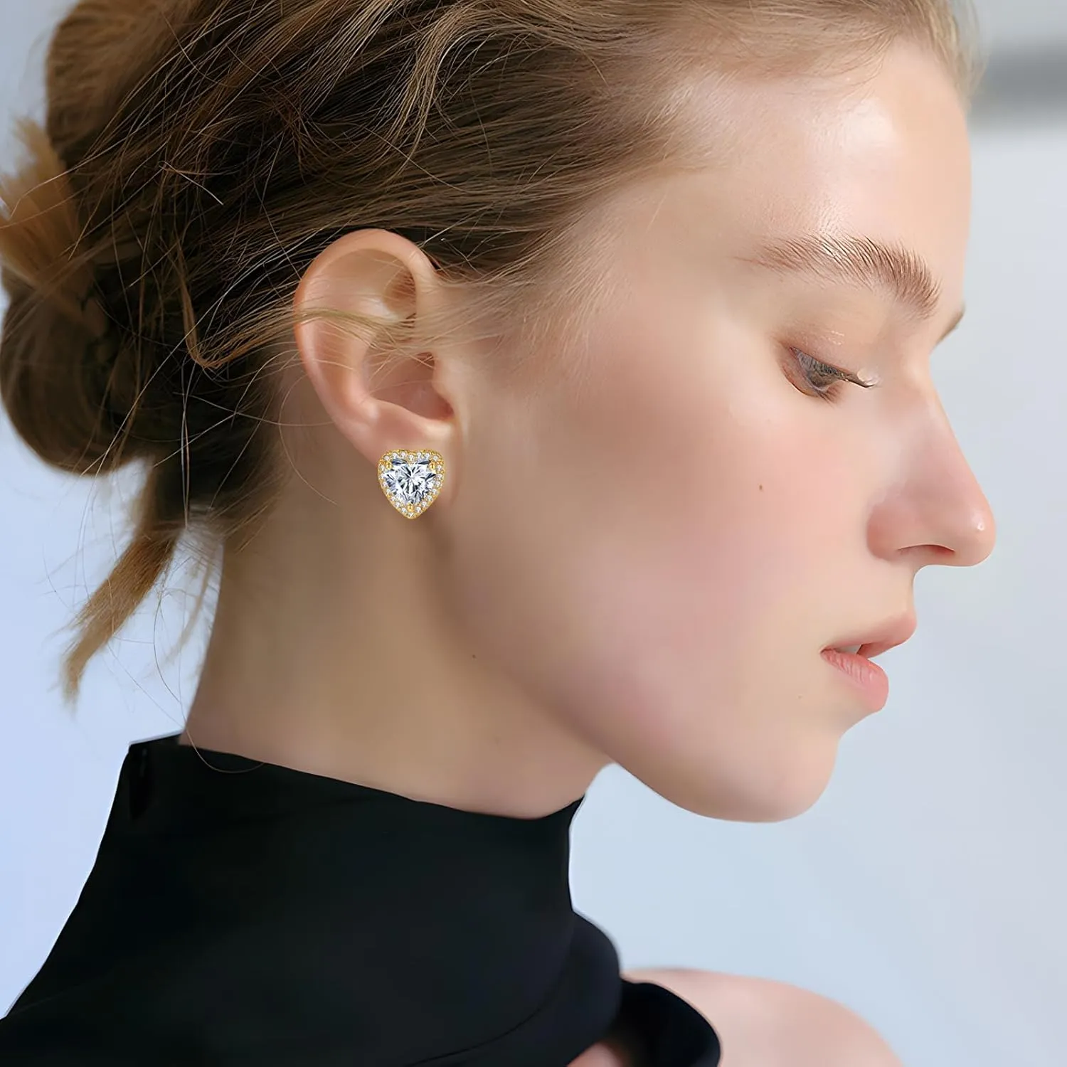 Clip On Earrings for Women Non Pierced Cubic Zirconia Clip On Stud Earrings Round Heart Square Crystal Earring Fashion Rhinestone Jewelry