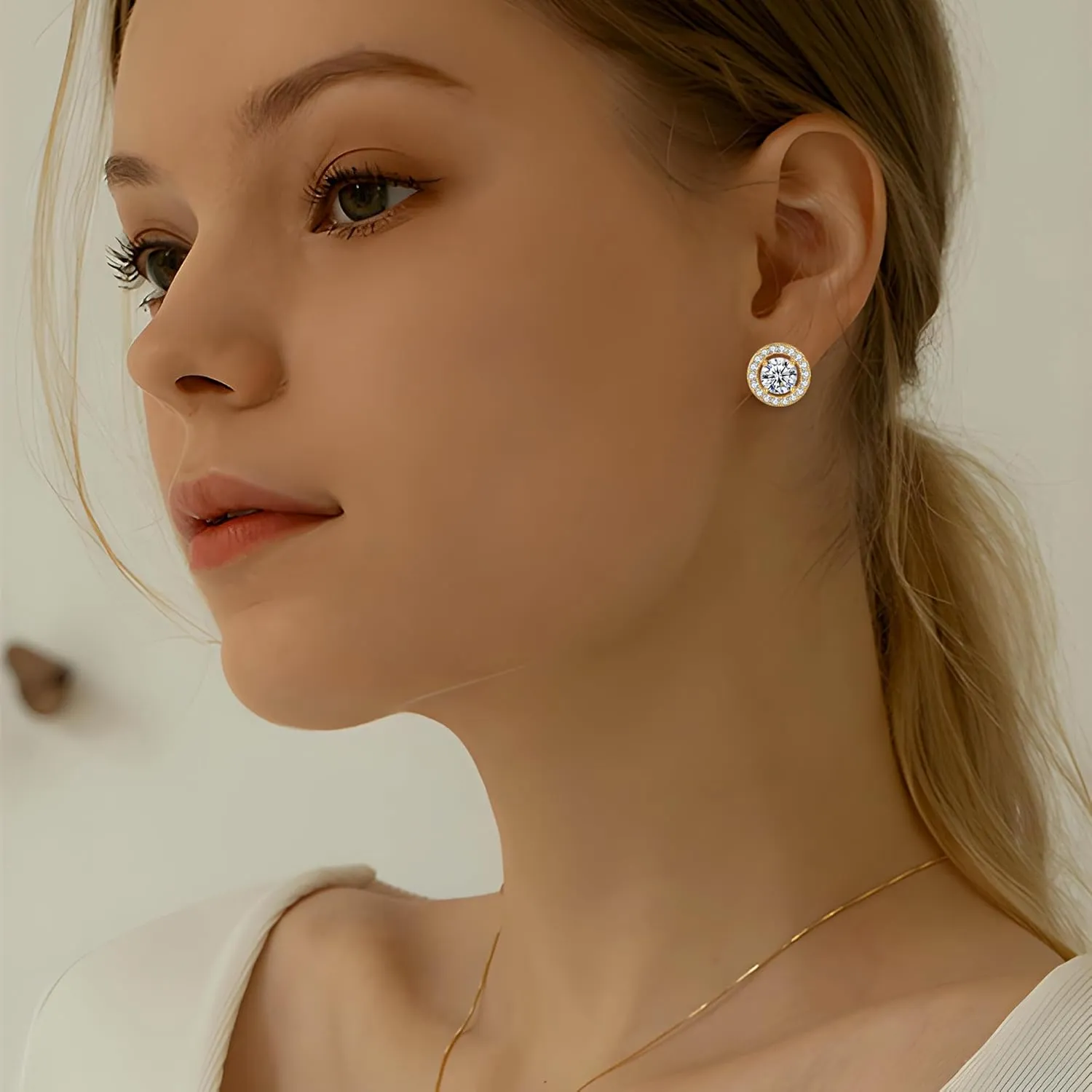 Clip On Earrings for Women Non Pierced Cubic Zirconia Clip On Stud Earrings Round Heart Square Crystal Earring Fashion Rhinestone Jewelry