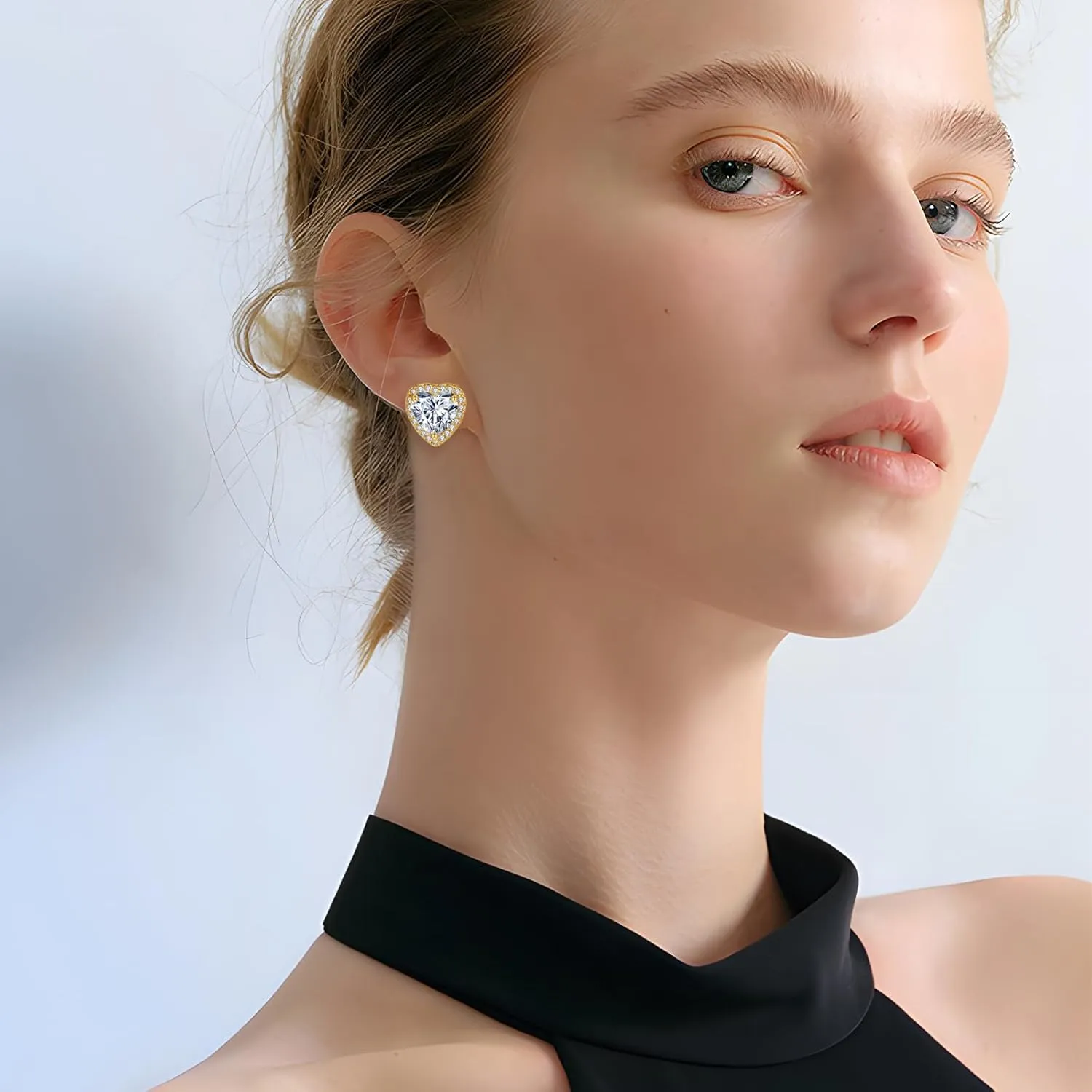 Clip On Earrings for Women Non Pierced Cubic Zirconia Clip On Stud Earrings Round Heart Square Crystal Earring Fashion Rhinestone Jewelry