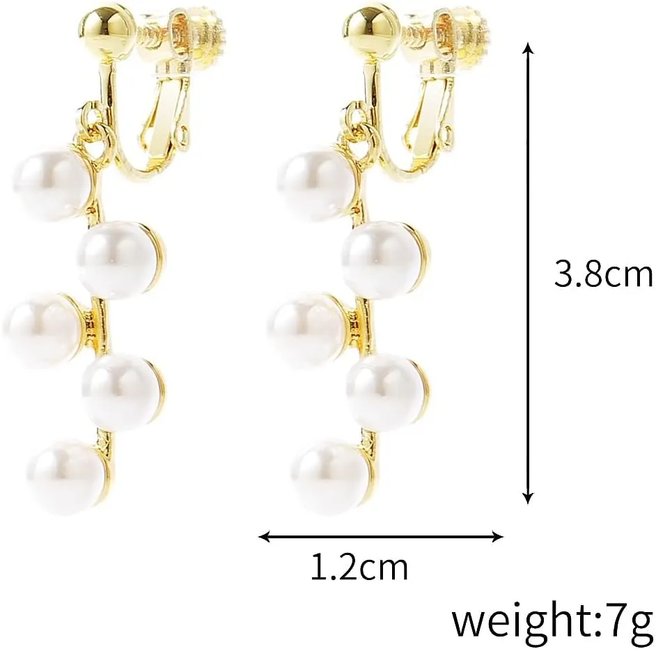 Clip on Earrings, Pearl Clip On Earrings Hypoallergenic Non Pierced Clip Earrings CZ Cute Fashion Clip on Earrings Clip Earrings for Women Grils