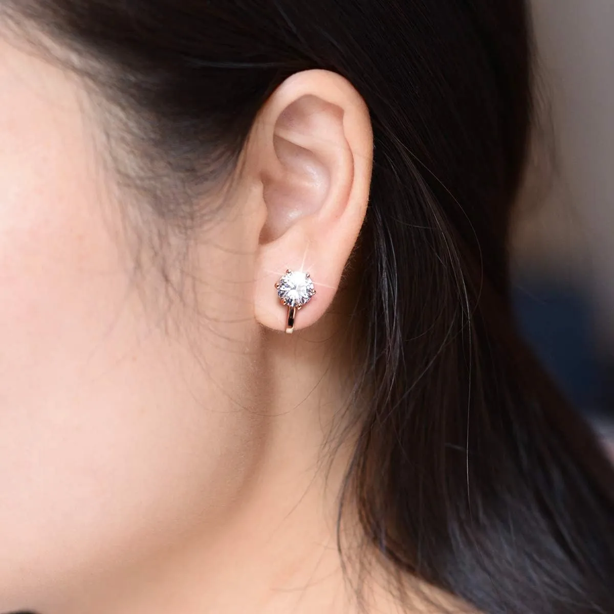 Clip on Earrings Women, 14K Gold Hoop Clip-On Earrings for Women, Hypoallergenic Non Pierced Croissant Earrings