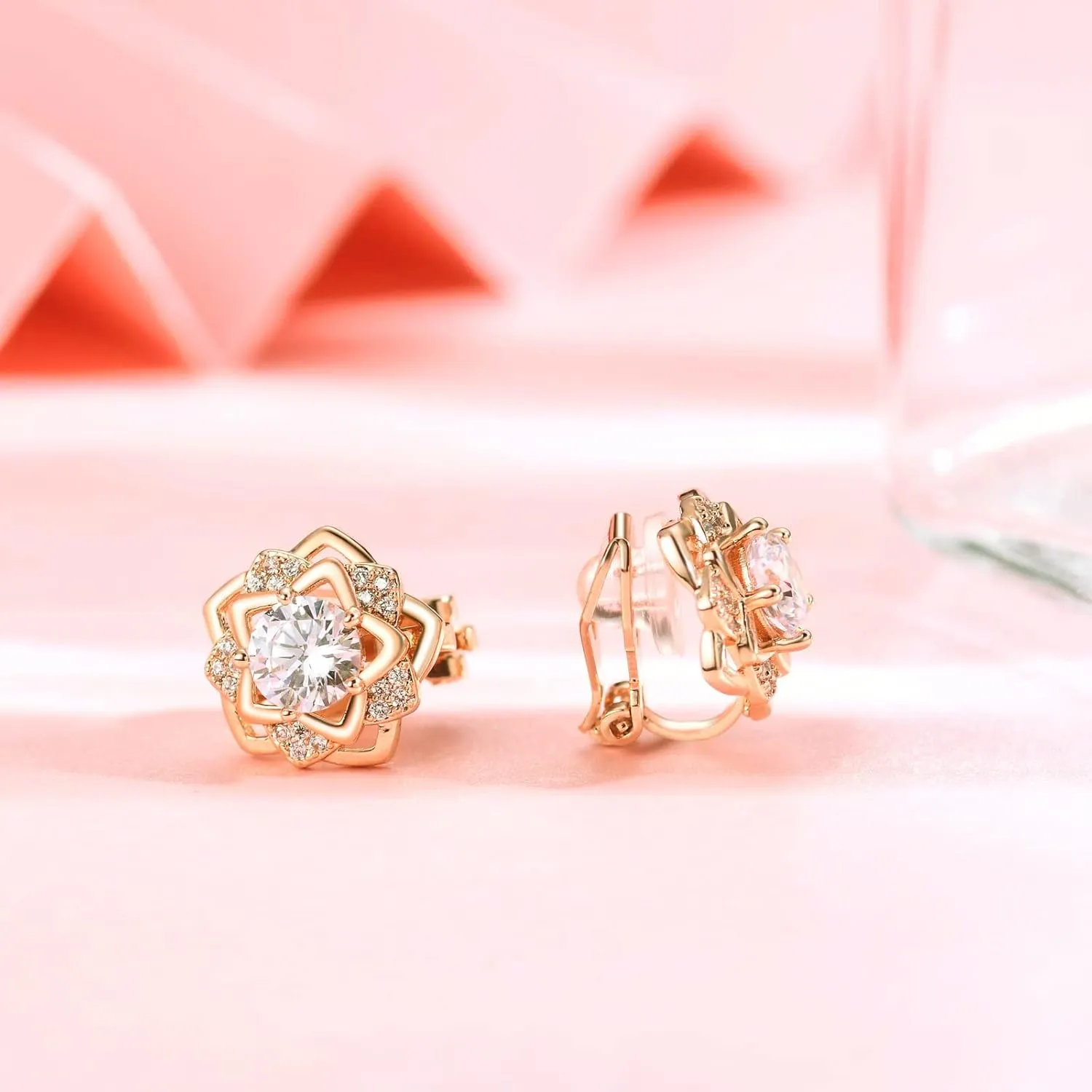 Clip on Earrings Women, 14K Gold Hoop Clip-On Earrings for Women, Hypoallergenic Non Pierced Croissant Earrings