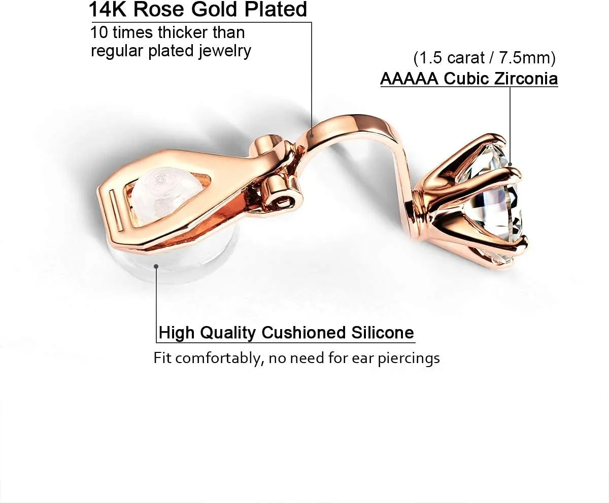 Clip on Earrings Women, 14K Gold Hoop Clip-On Earrings for Women, Hypoallergenic Non Pierced Croissant Earrings