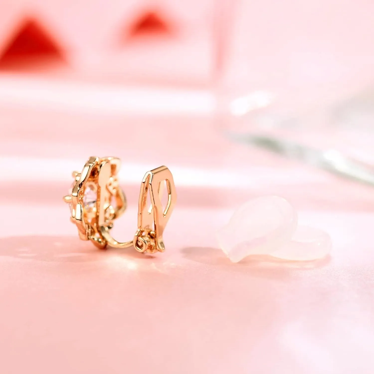 Clip on Earrings Women, 14K Gold Hoop Clip-On Earrings for Women, Hypoallergenic Non Pierced Croissant Earrings