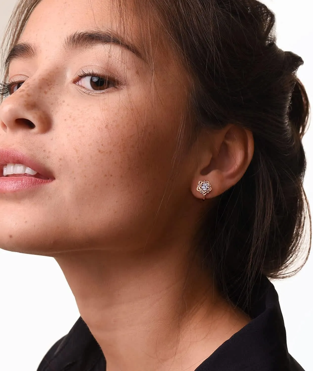 Clip on Earrings Women, 14K Gold Hoop Clip-On Earrings for Women, Hypoallergenic Non Pierced Croissant Earrings