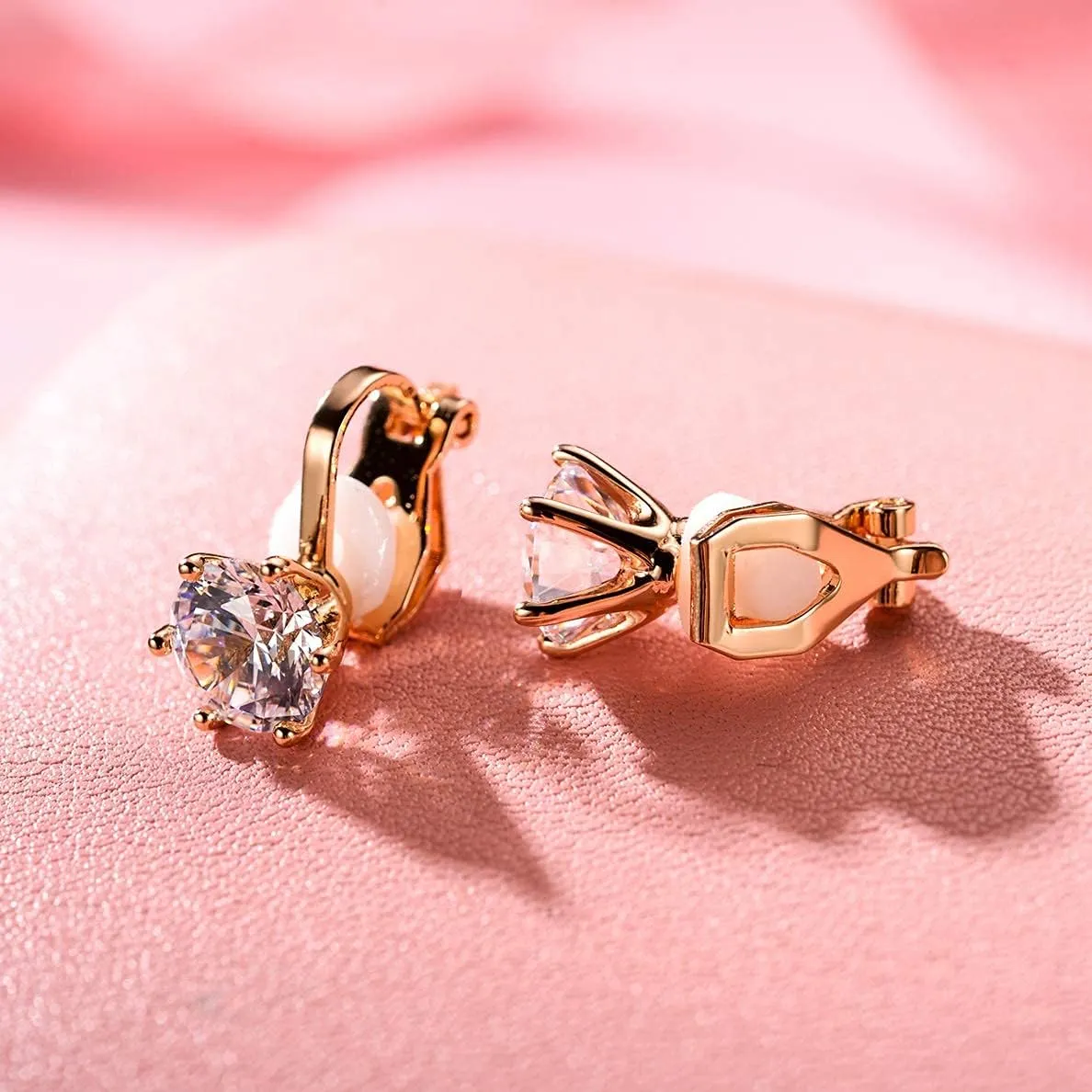 Clip on Earrings Women, 14K Gold Hoop Clip-On Earrings for Women, Hypoallergenic Non Pierced Croissant Earrings