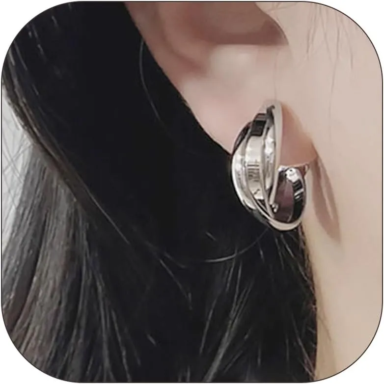 Clip On Earrings Women Gold Clip On Hoop Earrings Chunky Hoop Earrings Hypoallergenic Huggie Earrings Fake Earrings Jewelry Gift