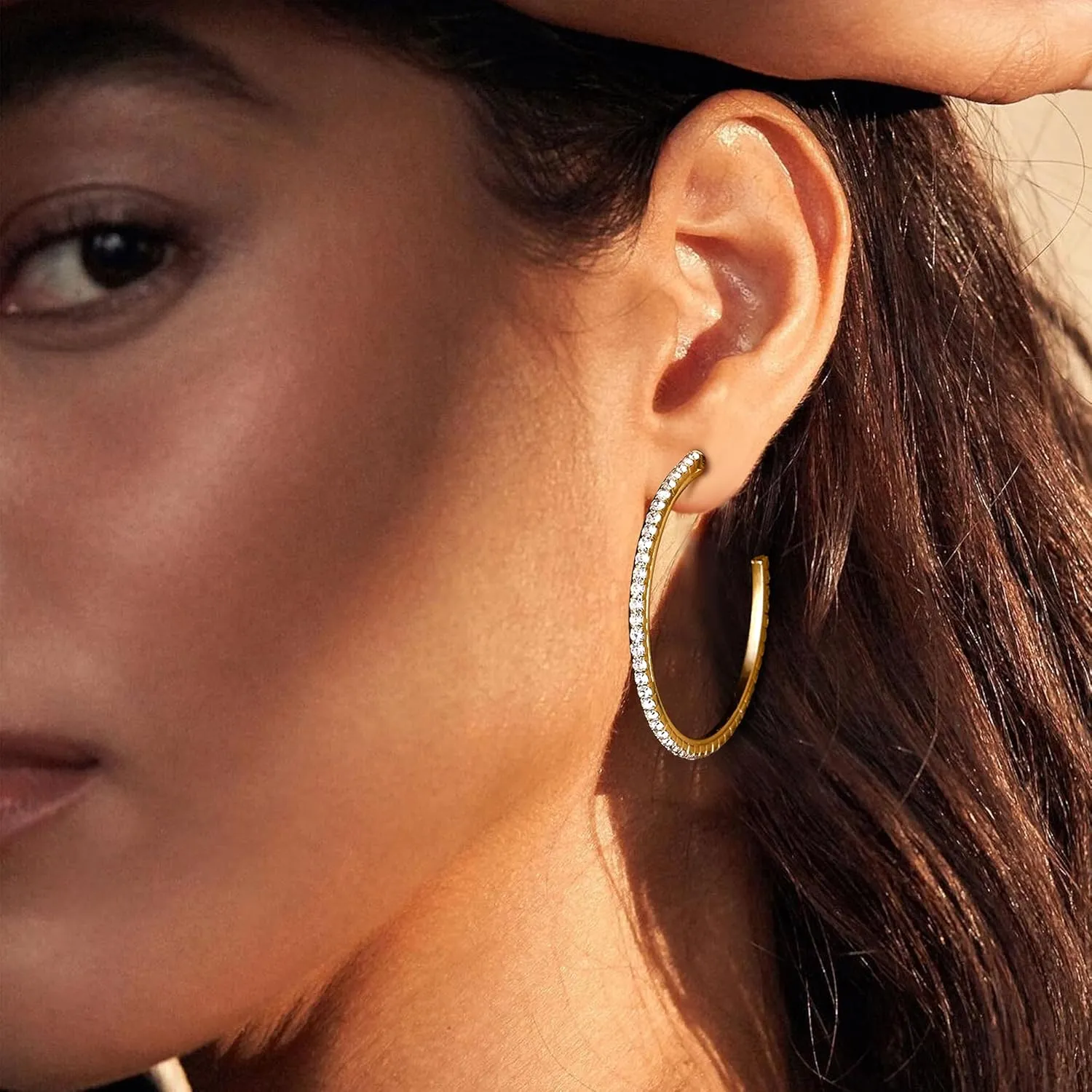 Clip On Hoop Earrings for Women Non Pierced Ears,Gold Clip On Earrings Non Piercing Big Stainless Steel Fake Hoops Lightweight 30-60mm