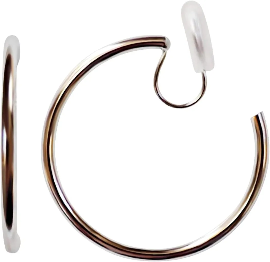 Clip On Hoop Earrings for Women Not Pierced Gold Silver Large Chnky Square Twisted Comfortable Coil Hoop Clip On Earrings Miyabi Grace