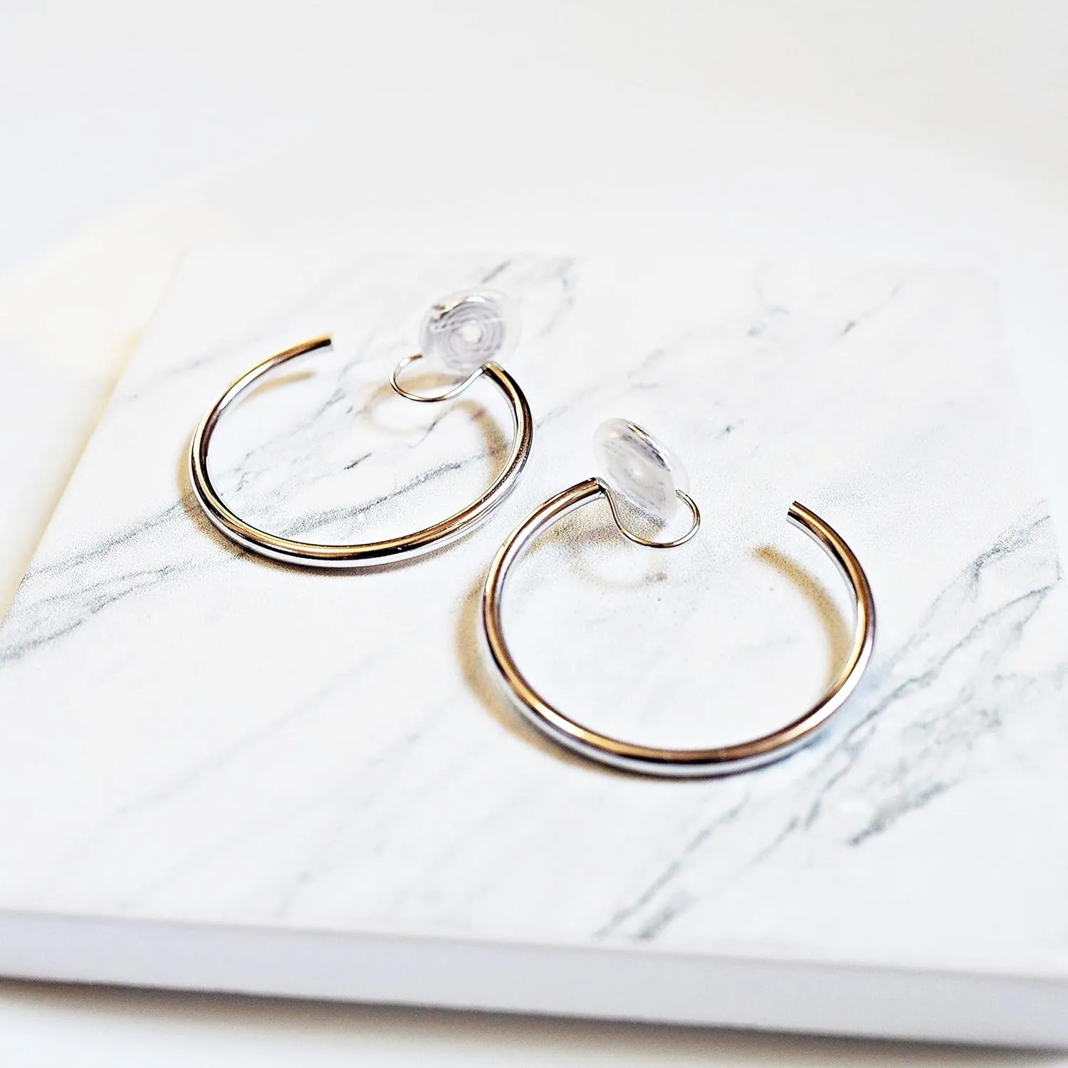 Clip On Hoop Earrings for Women Not Pierced Gold Silver Large Chnky Square Twisted Comfortable Coil Hoop Clip On Earrings Miyabi Grace