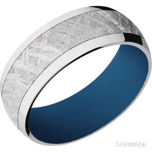 Cobalt Chrome with Polish Finish and Meteorite Inlay and Ridgeway Blue - 8MM